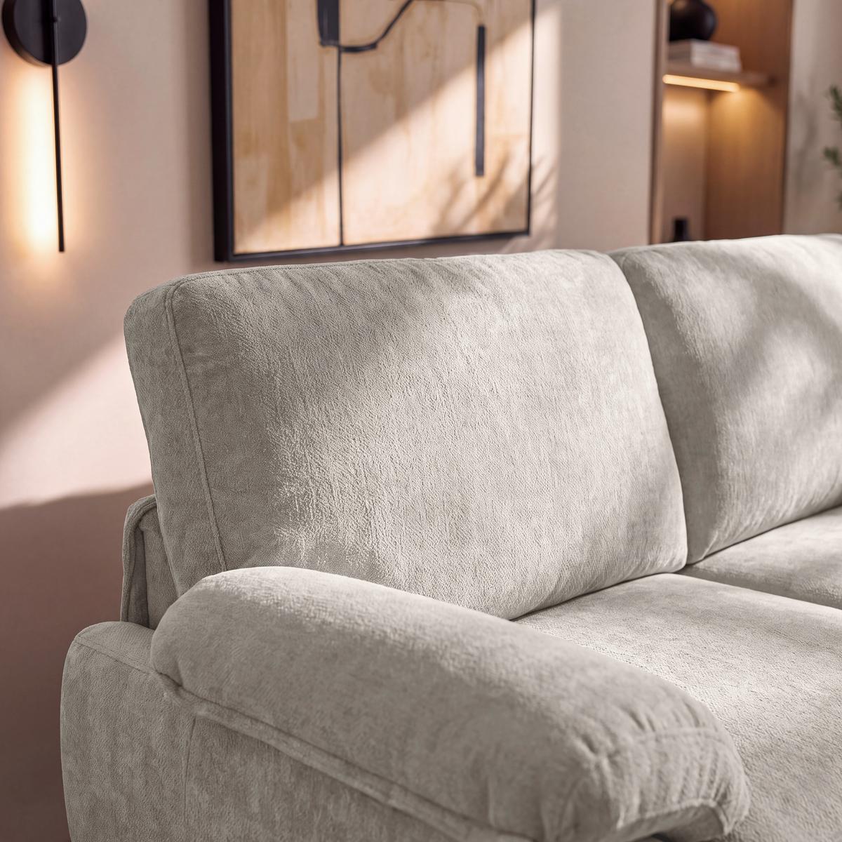 Wohnlandschaft Alessia Chenille Grau - Schwarz/Grau, MODERN, Holz/Kunststoff (188/137cm) - Bessagi Home
