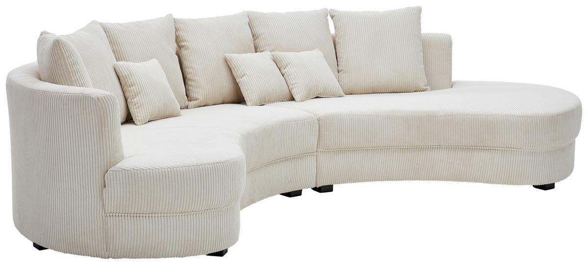 Wohnlandschaft Limoncello beige Cord - Beige/Schwarz, Design, Kunststoff/Textil (300/160cm) - Livetastic