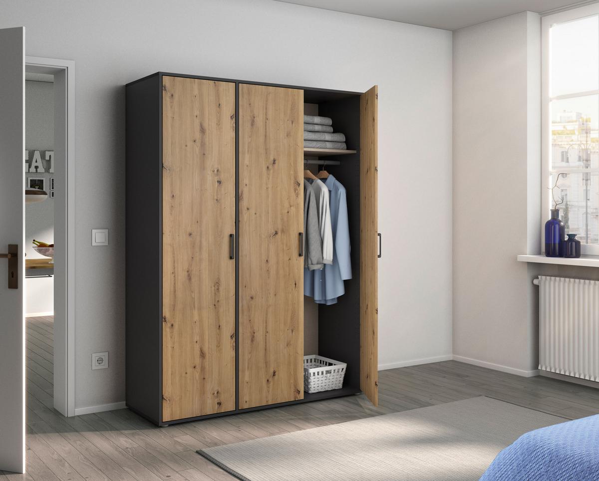 DULAP  USI ROTATIVE VOYAGER - stejar Artisan/gri, Modern, material pe bază de lemn (140/194/53cm) - Modern Living