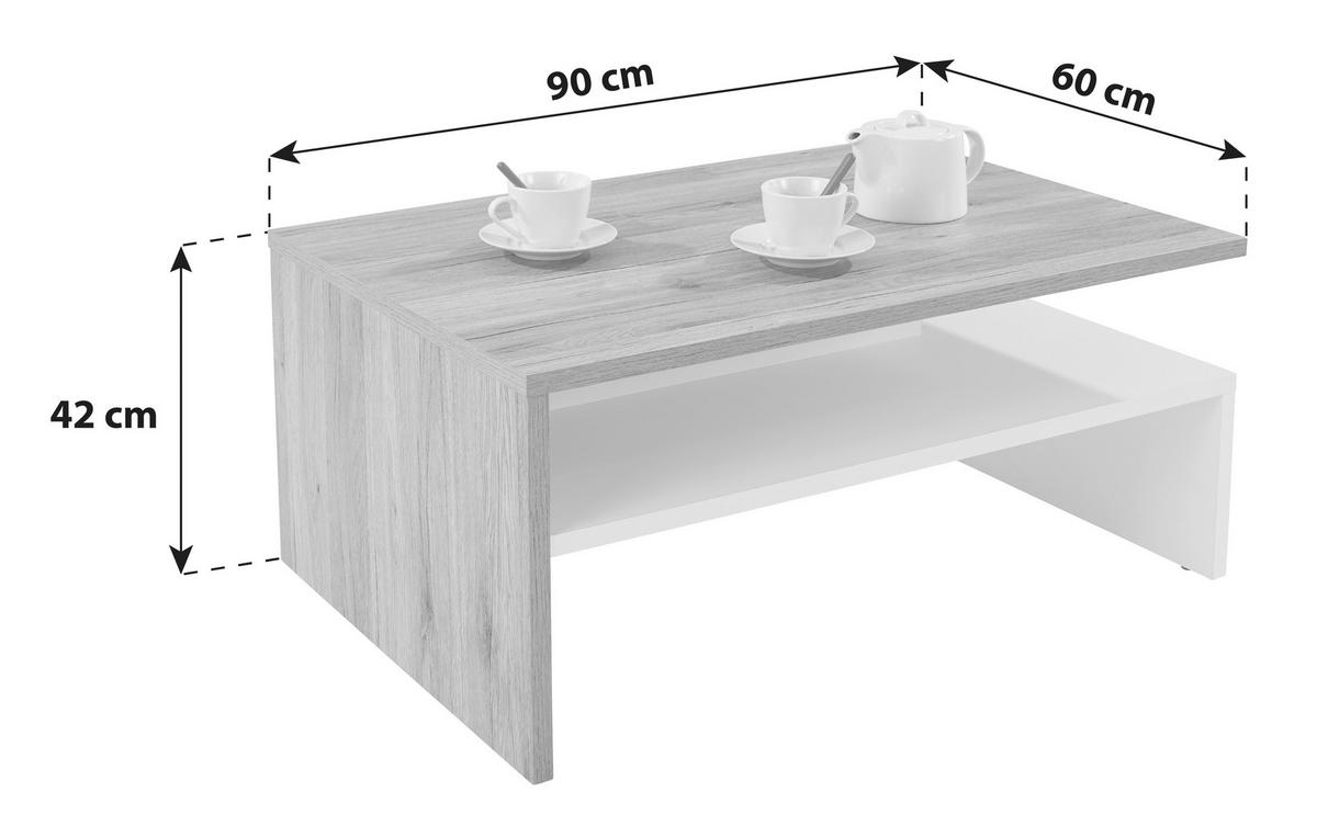 Măsuță de cafea LAURA - alb/gri, Modern, material pe bază de lemn (90/42/60cm) - Modern Living
