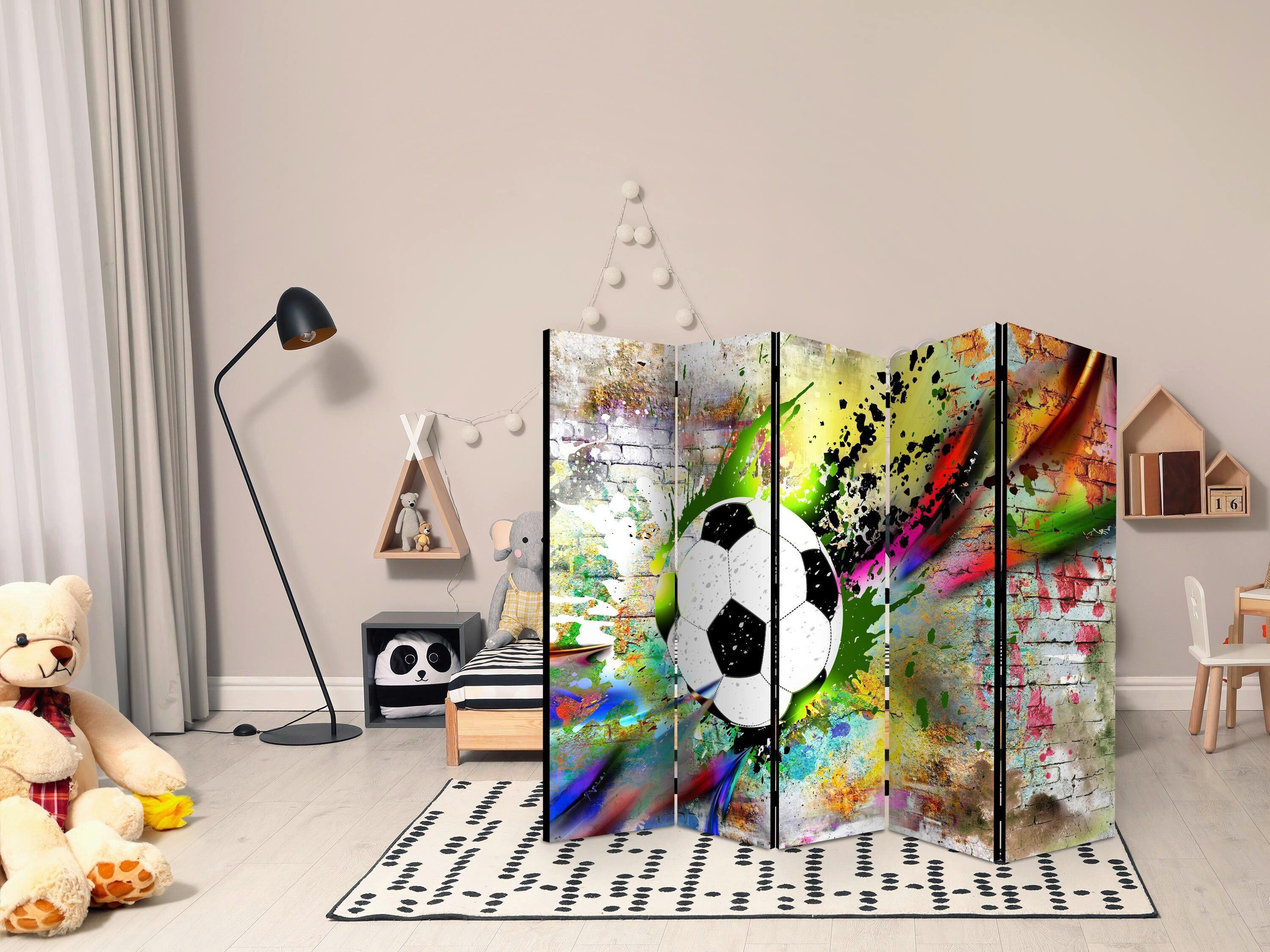 Paravan Urban Gameplay I, 5-Delni, Dvostranski - večbarvno, Basics, tekstil/les (225/172/3cm) - artgeist