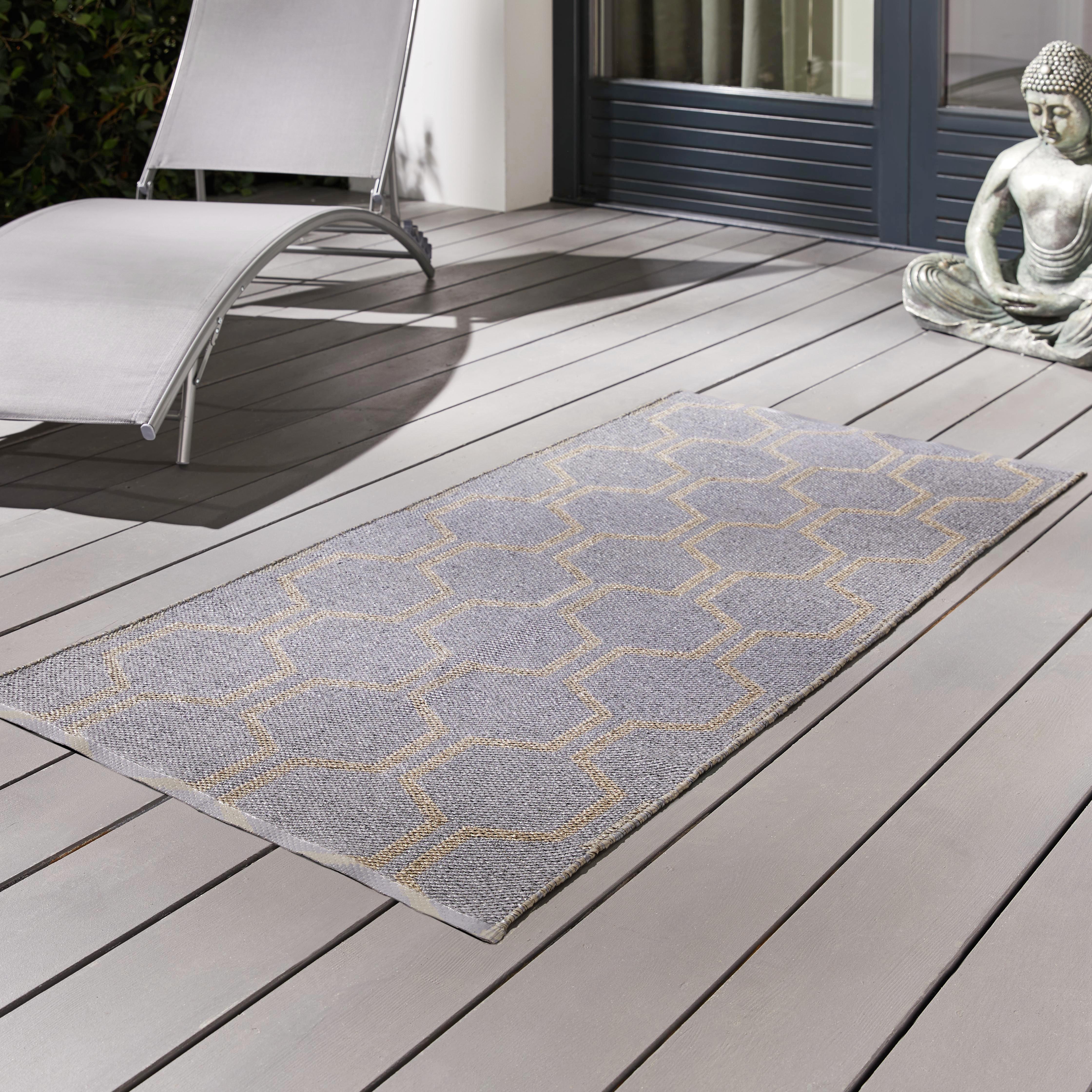 Outdoorteppich in Grau/Taupe ca.70x140cm 'Jaques' - Taupe/Grau, MODERN, Textil (70/140cm) - Bessagi Garden