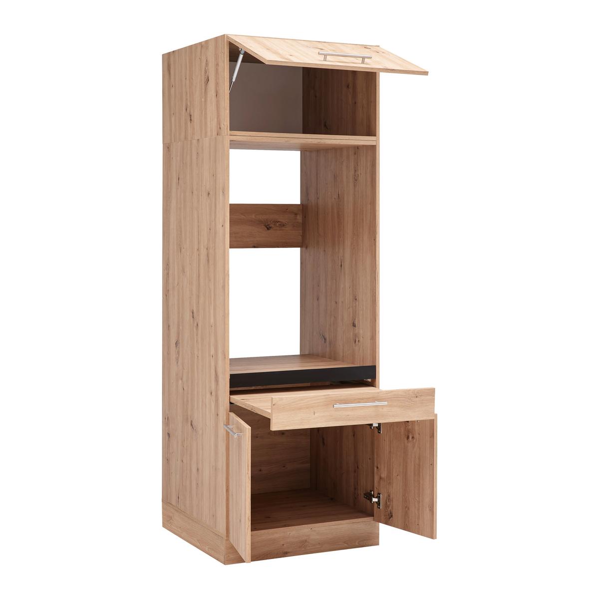 Waschmaschinenverbau Aileen in Eiche Artisan - Silberfarben/Schwarz, KONVENTIONELL, Holzwerkstoff/Kunststoff (67,5/162/67,5cm) - Mömax