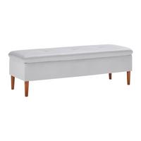Sitzbank Jessy Hellgrau Samt Gepolstert mit Stauraum - Buchefarben/Hellgrau, MODERN, Holz/Textil (150/50/55cm) - Bessagi Home