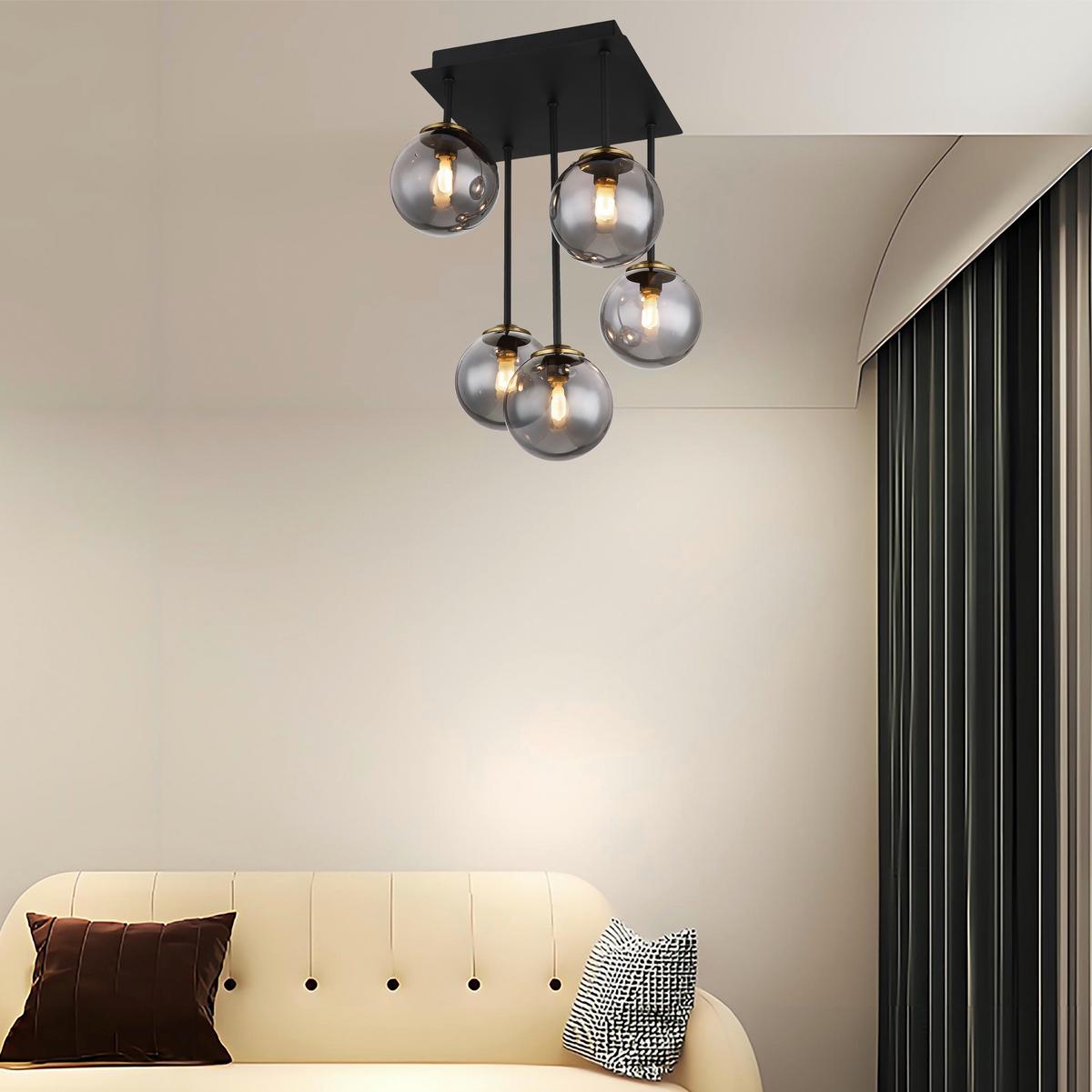 LAMPA SUFITOWA LULA - kolor mosiężny/czarny, Design, metal/szkło (25,5/25,5/38cm) - Collet's Monde