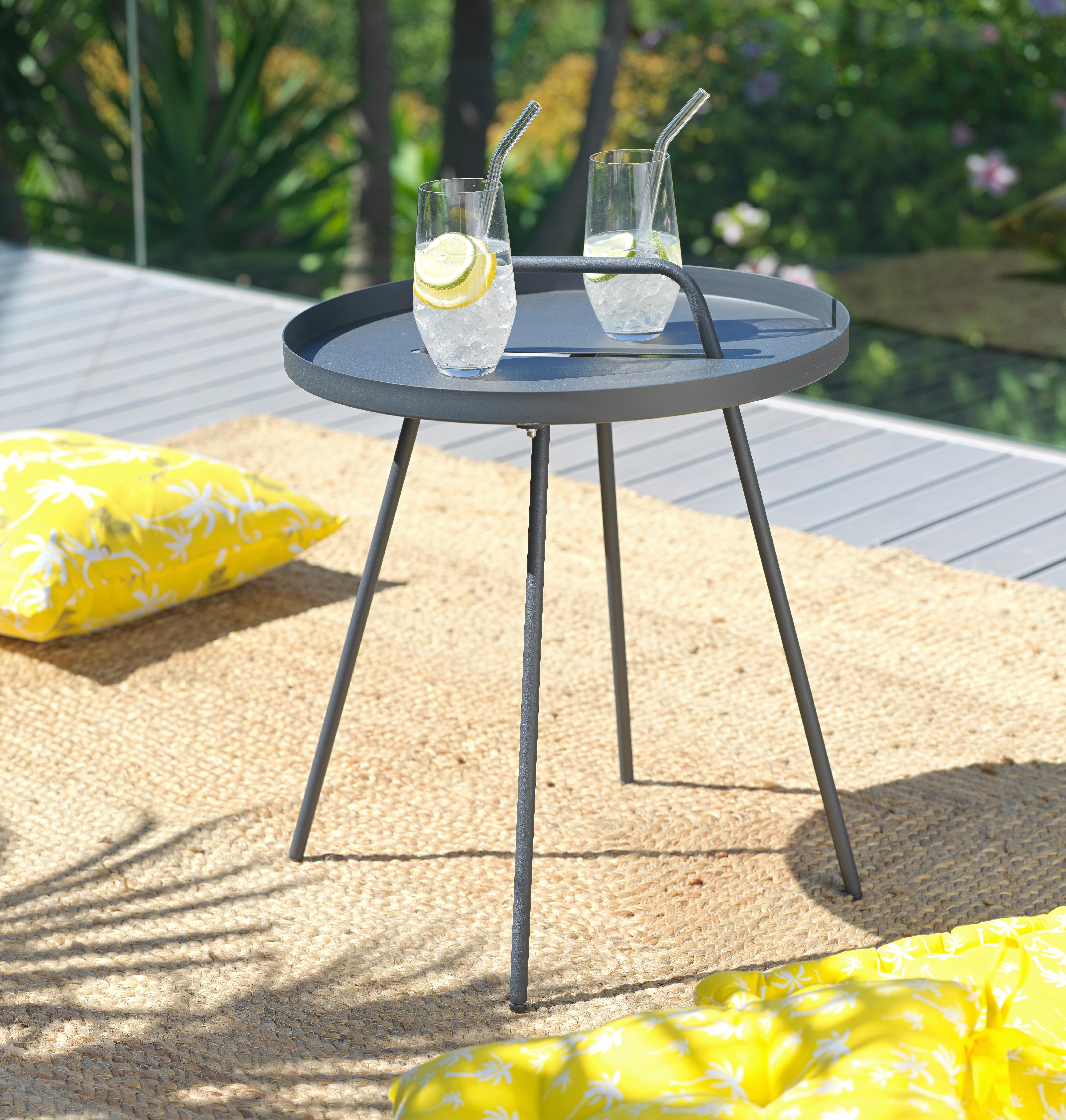 Gartenbeistelltisch Nizza aus Metall in Anthrazit - Anthrazit, Modern, Metall (44/53cm) - Mömax