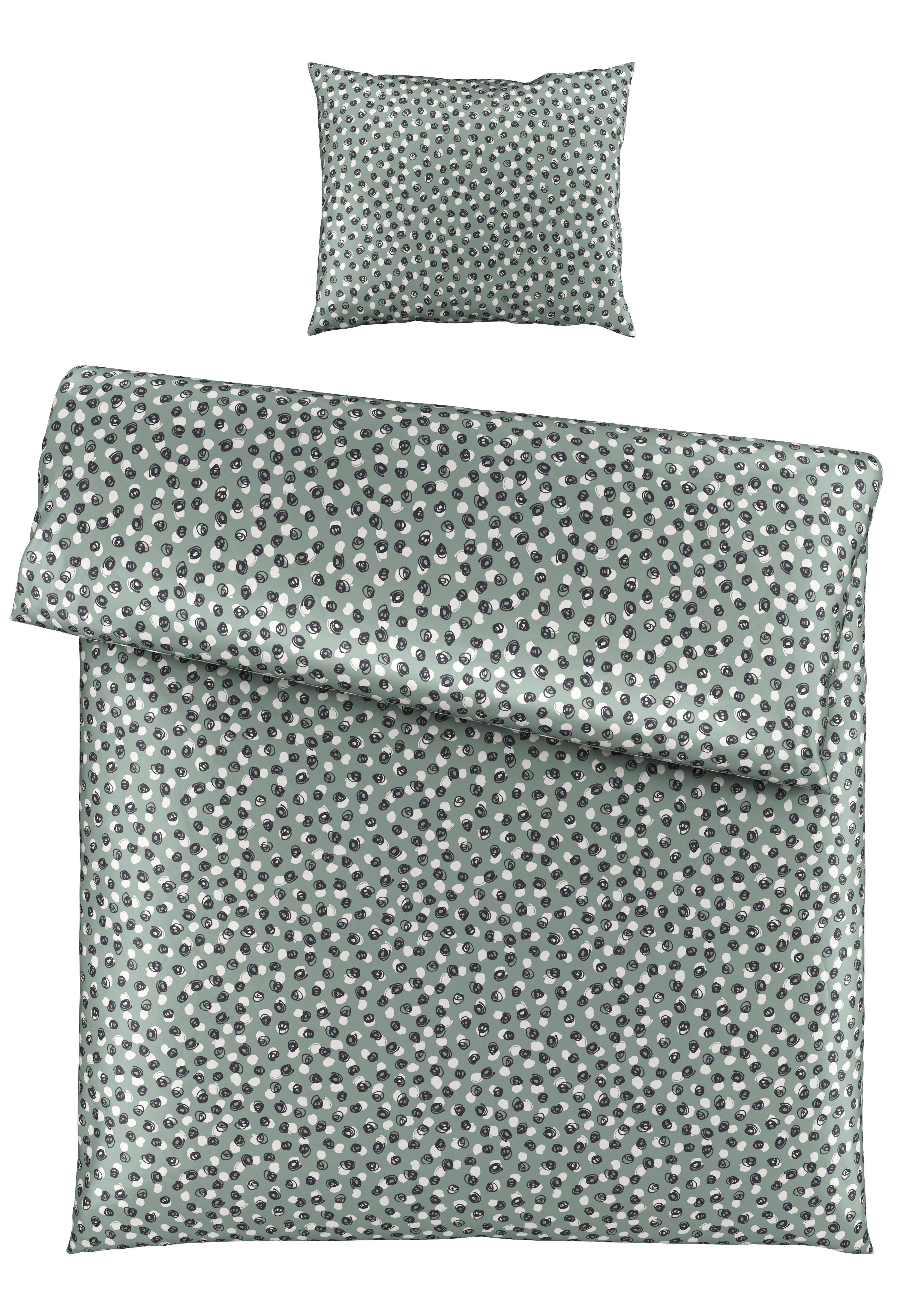 BETTWÄSCHESET DOODLE DOTS - Weiss/Jadegrün, Konventionell, Textil (160/210cm) - Modern Living