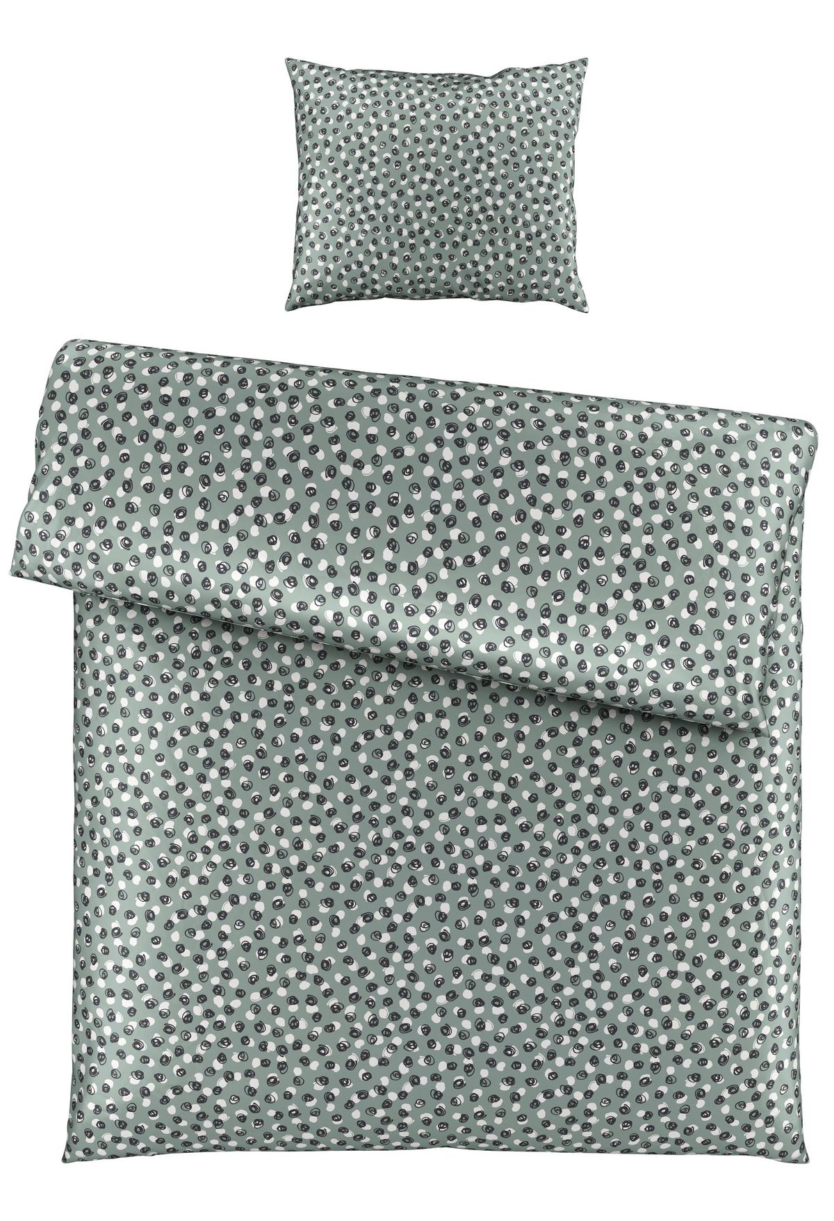 BETTWÄSCHESET DOODLE DOTS - Weiss/Jadegrün, Konventionell, Textil (160/210cm) - Modern Living