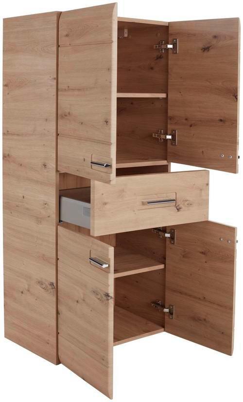 Srednje Visoka Omara Avensis 308 - barve kroma/barve hrasta, Moderno, kovina/leseni material (60/128,5/33cm) - Mömax