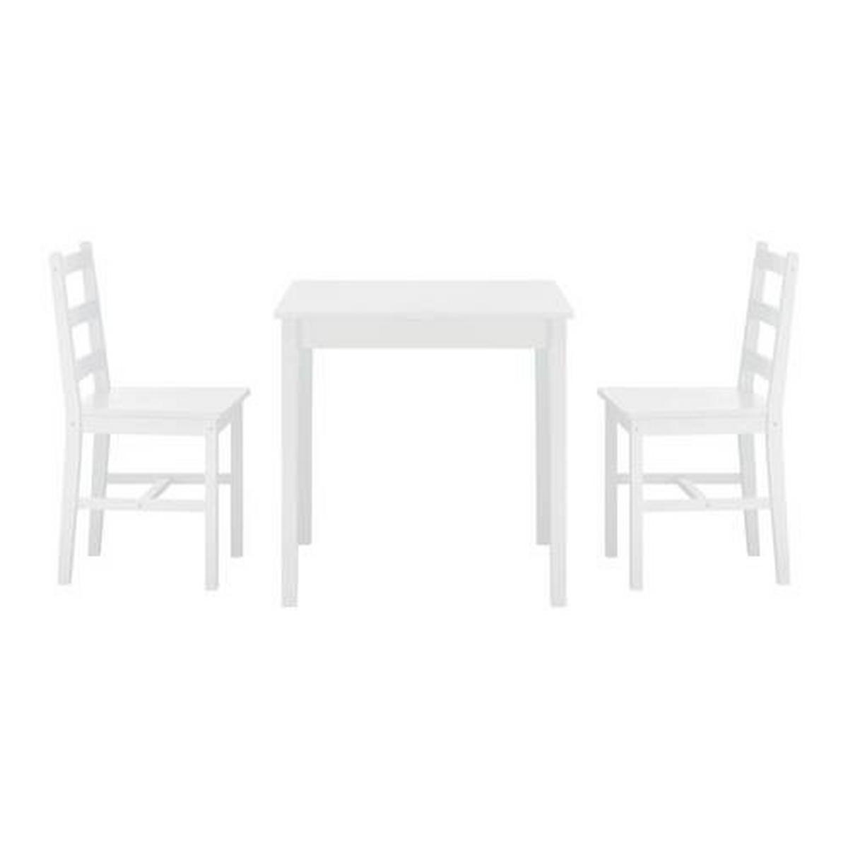 Sitzgruppe Holz Matias Weiß, Kiefer - Weiß, MODERN, Holz (75/75/73cm) - Bessagi Home