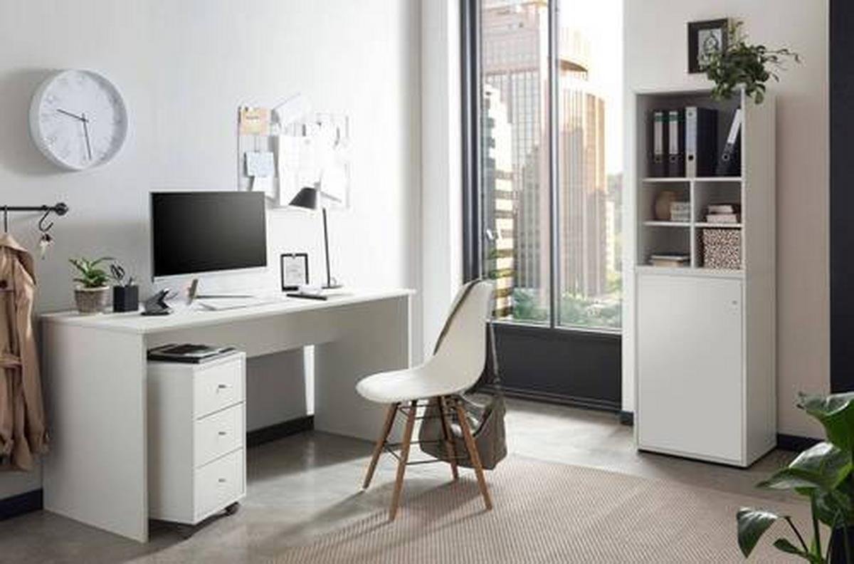 Rollcontainer 400 Weiß ca. 32,6x59,7x39,1cm - Silberfarben/Weiß, MODERN, Holzwerkstoff/Kunststoff (32,6/59,7/39,1cm) - MID.YOU