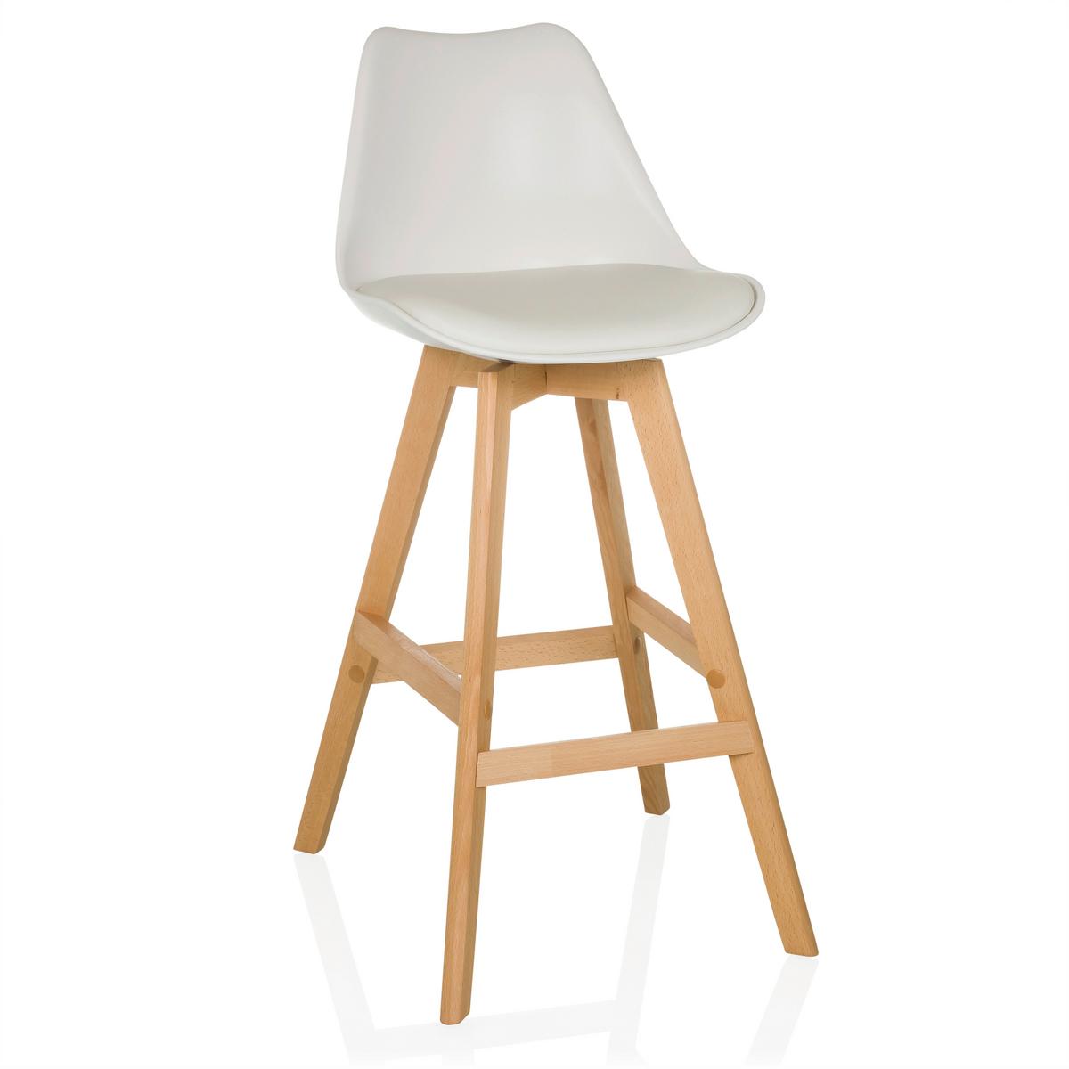 Set Barskih Stolov Scandi High, 2 Kos - bela/barve bukve, Moderno, umetna masa/les (51/99/51cm) - MID.YOU