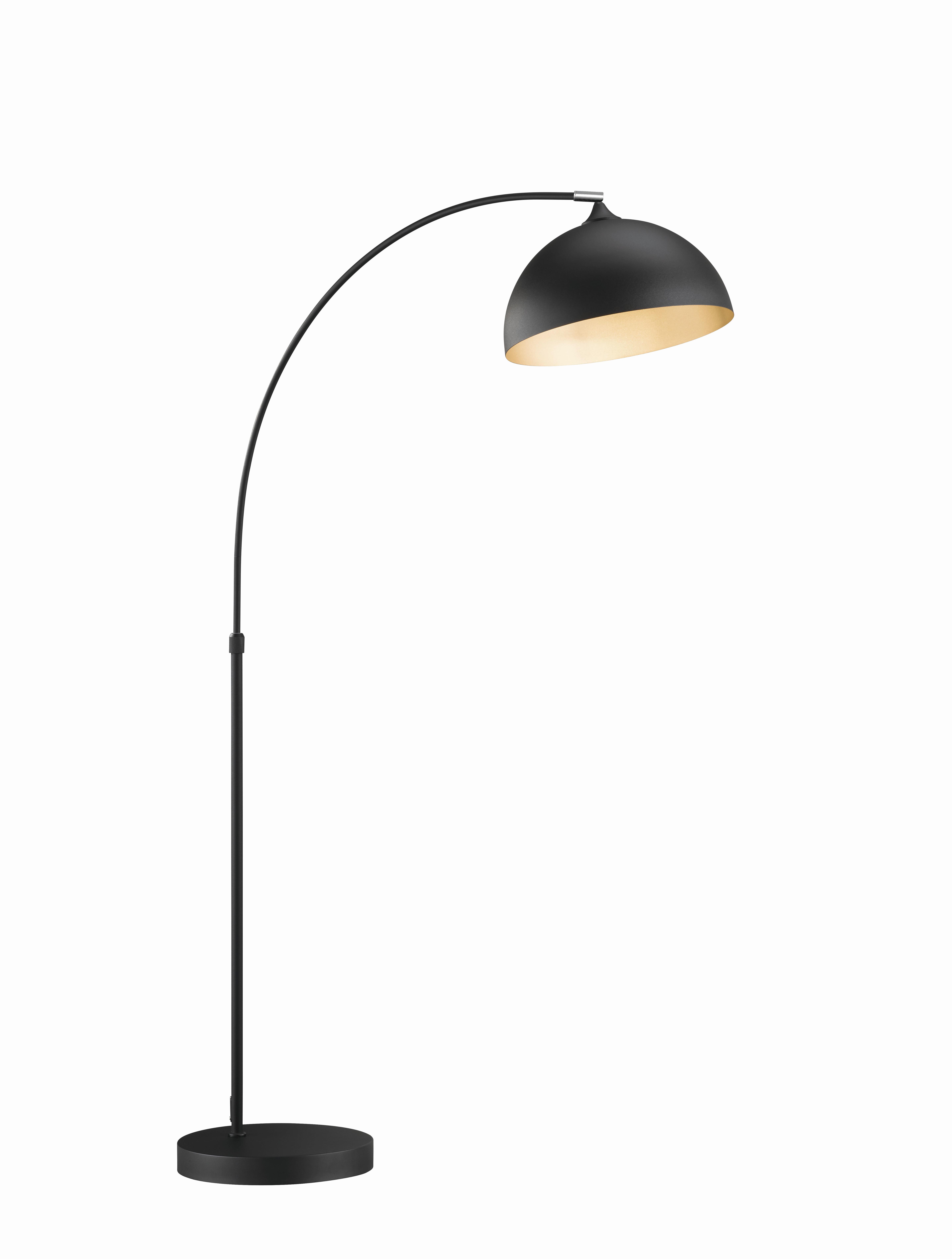 Stehleuchte Leitung max. 40 Watt - Goldfarben/Schwarz, Design, Metall (65/65/160-200cm) - Fischer & Honsel