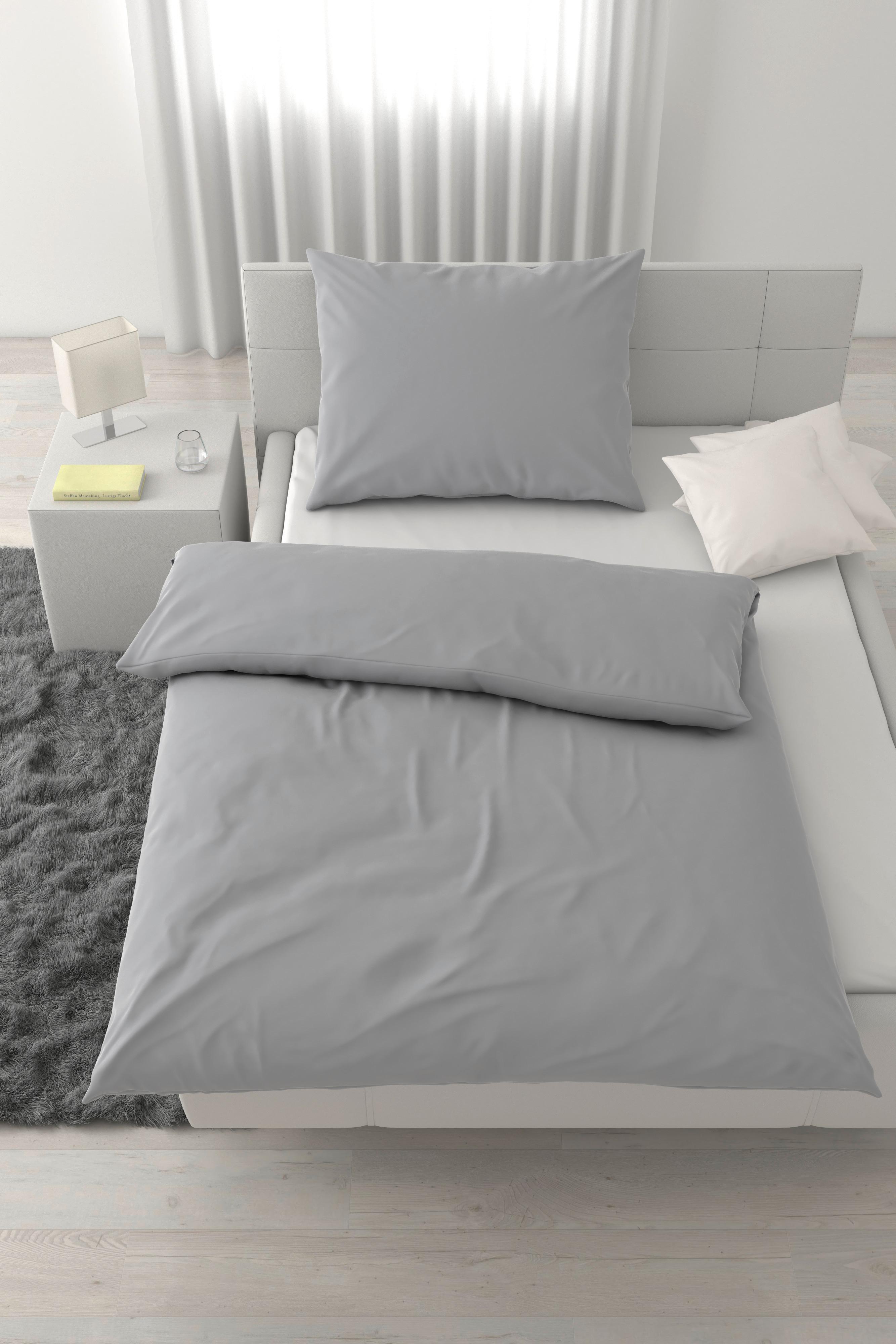 Bettwäsche Xenia Uni Silberfarben ca. 140x200cm - Silberfarben, MODERN, Textil (140/200cm) - Premium Living