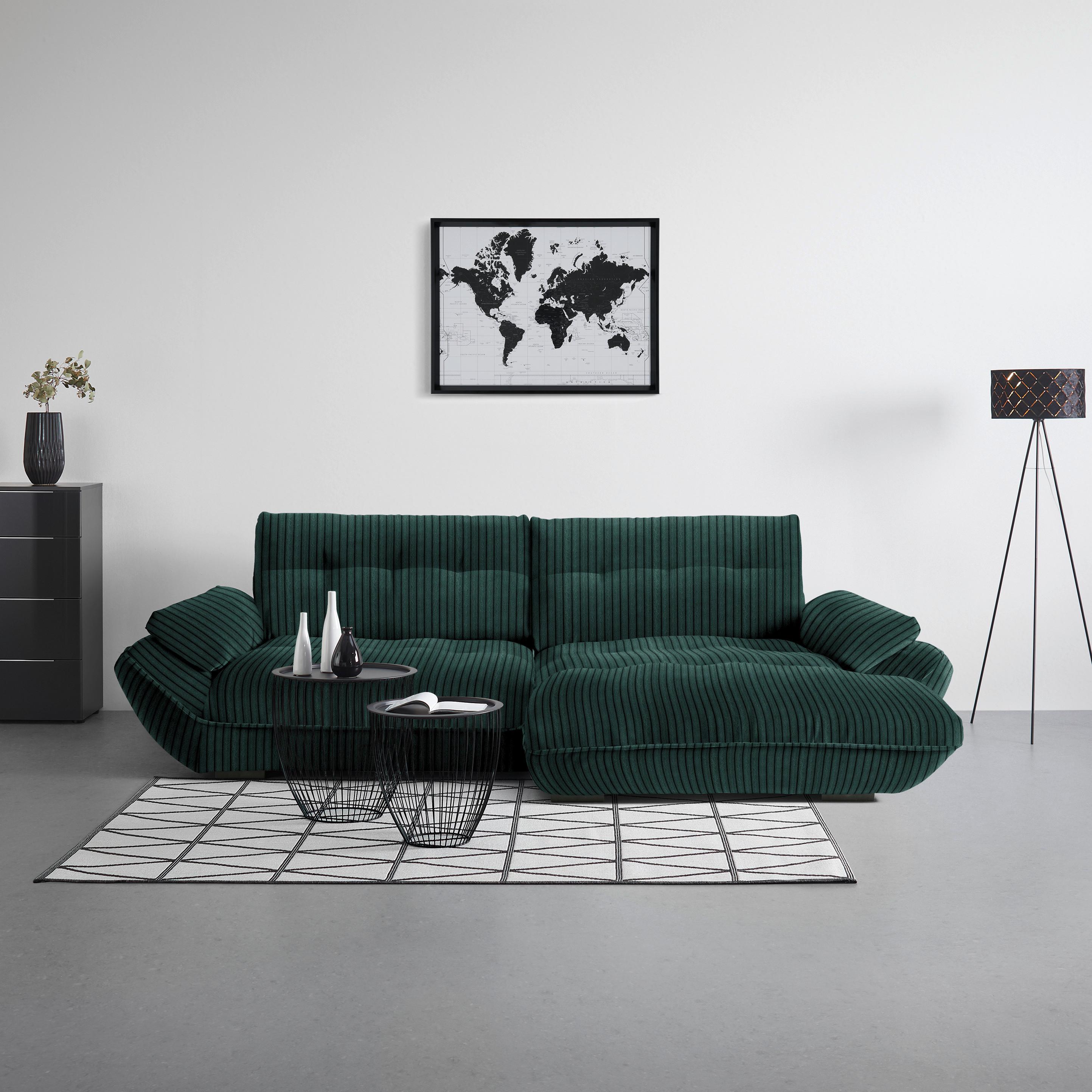 Wohnlandschaft Vivo Dunkelgrün - Dunkelgrün/Schwarz, MODERN, Kunststoff/Textil (317/63/179cm) - Premium Living
