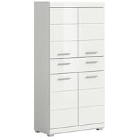 Midischrank SCOUT Weiß Hochglanz ca.74x141x31cm - Weiß Hochglanz/Silberfarben, MODERN, Holzwerkstoff/Kunststoff (74/141/31cm) - MID.YOU