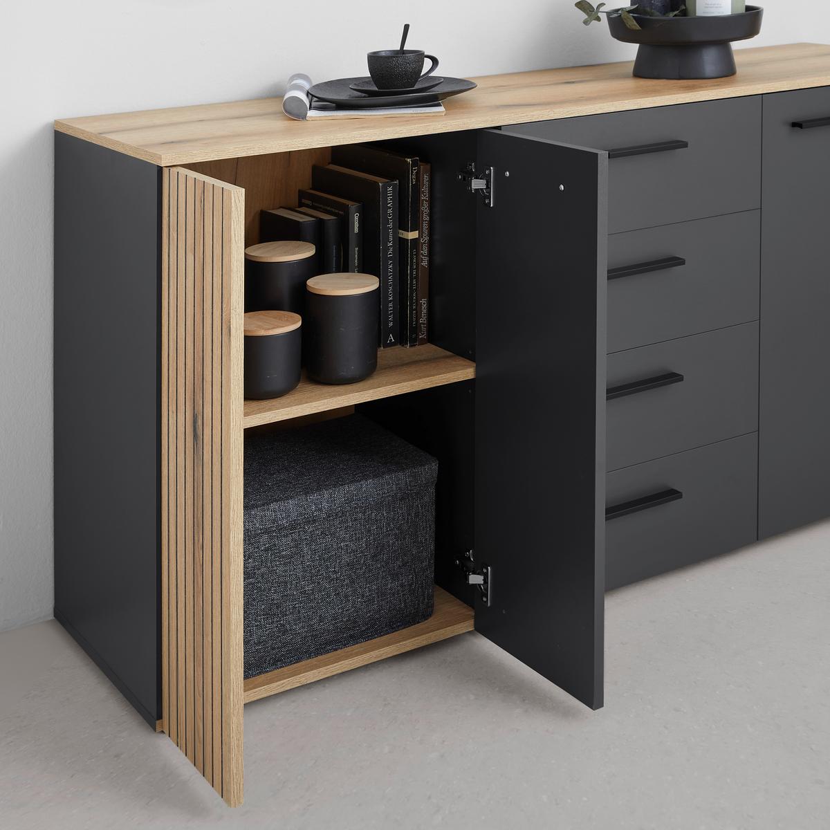Kommode Cadix Anthrazit/Eichefarben - Eichefarben/Anthrazit, Konventionell, Holzwerkstoff/Kunststoff (150/83/42cm) - Mömax