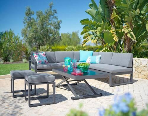Lounge Garnitúra Moskau - Antracit/Szürke, modern, Üveg/Fém (213/200cm) - Modern Living