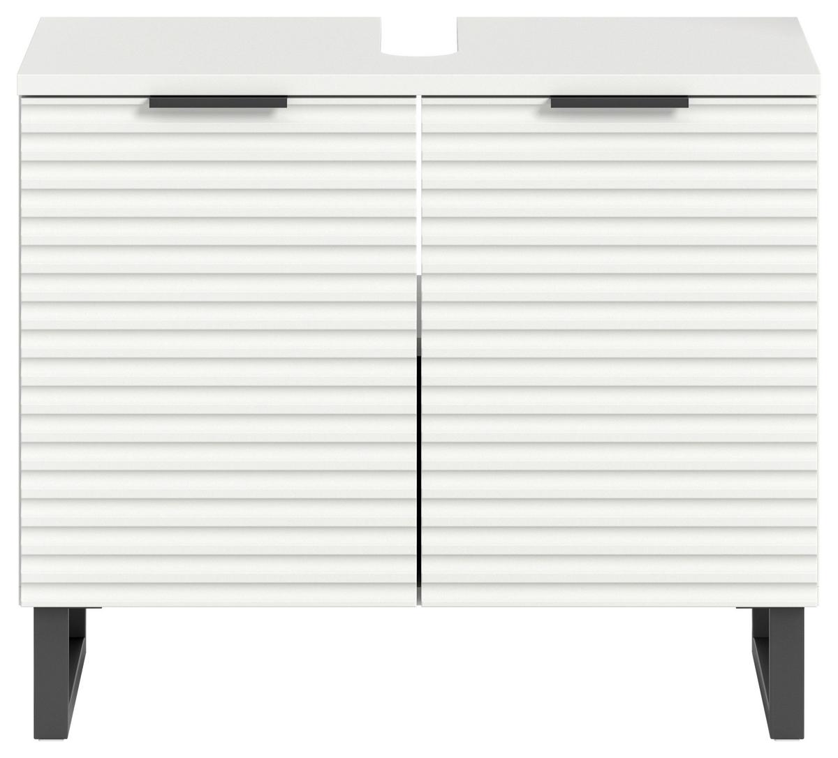Waschbeckenunterschrank ca. 70x59 cm Weiß/Schwarz - Schwarz/Weiß, MODERN, Holzwerkstoff/Metall (70/59/34cm) - MID.YOU