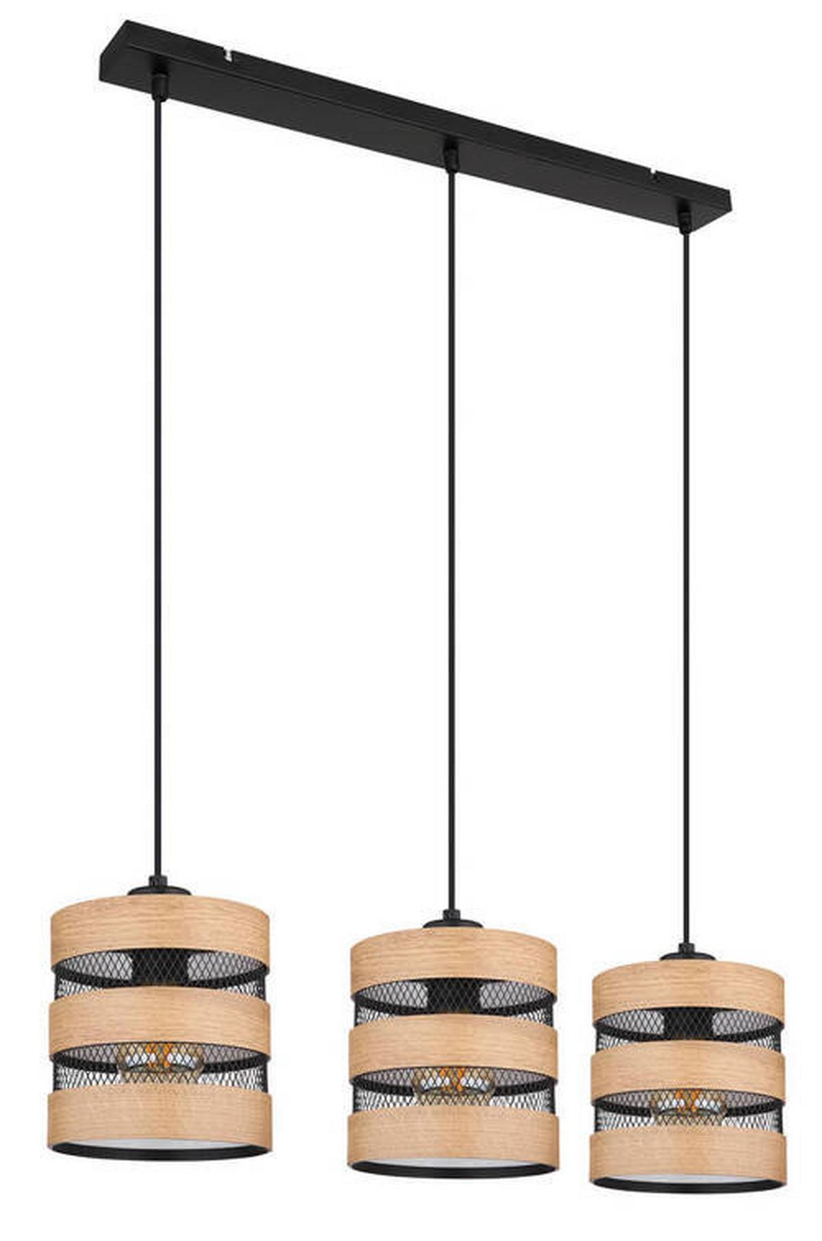 Viseča Svetilka 15650-3h - črna/temno rjava, Design, kovina/umetna masa (75/18/120cm) - Globo