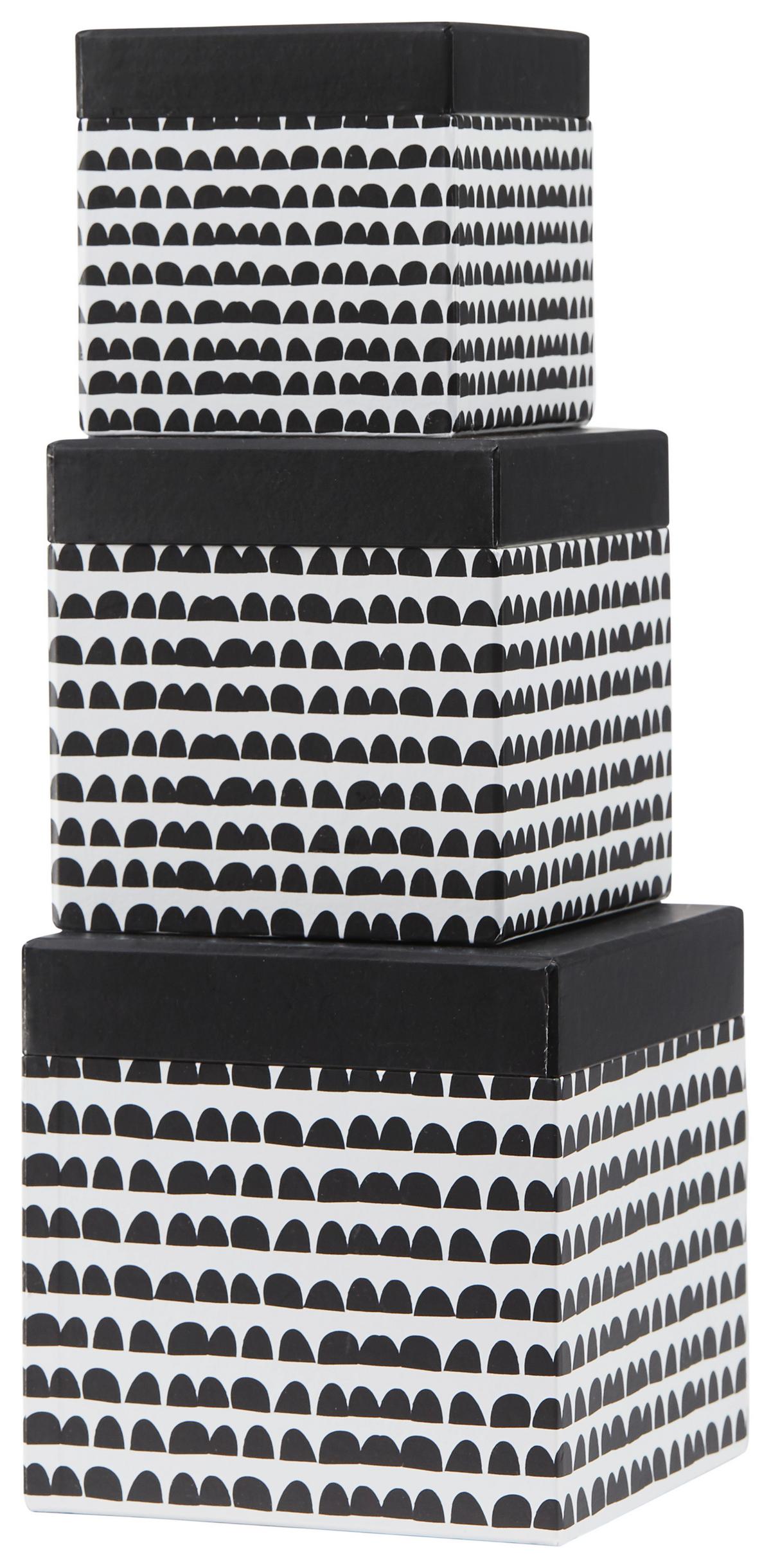 Geschenkbox Square - Weiss/Schwarz, Modern, Karton/Papier (14/14/14cm) - Modern Living