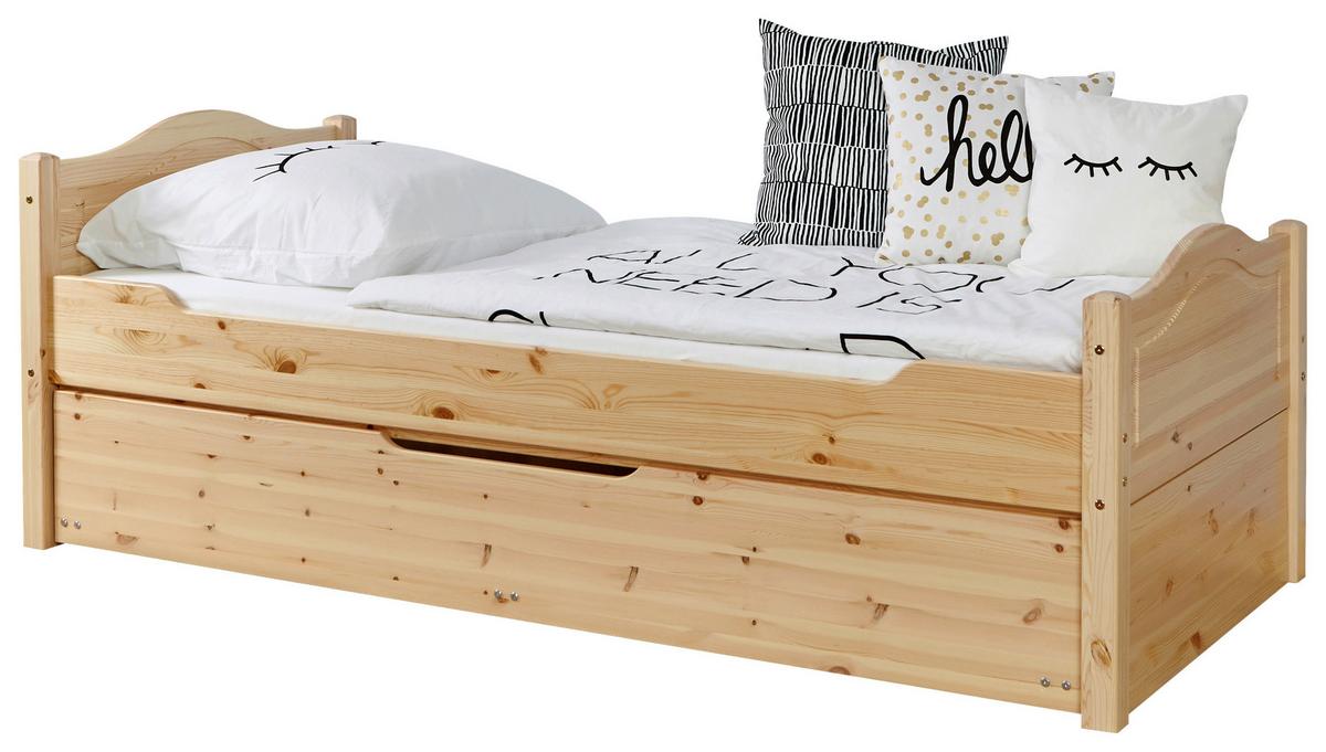 Raztegljiva Postelja Leni, Bor, Masivno - barve bora, Natur, umetna masa/les (100/200cm) - MID.YOU