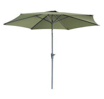 parasol Akane in Olivgrün - vert olive/couleur argentée, métal/matière synthétique (270/245cm) - Modern Living