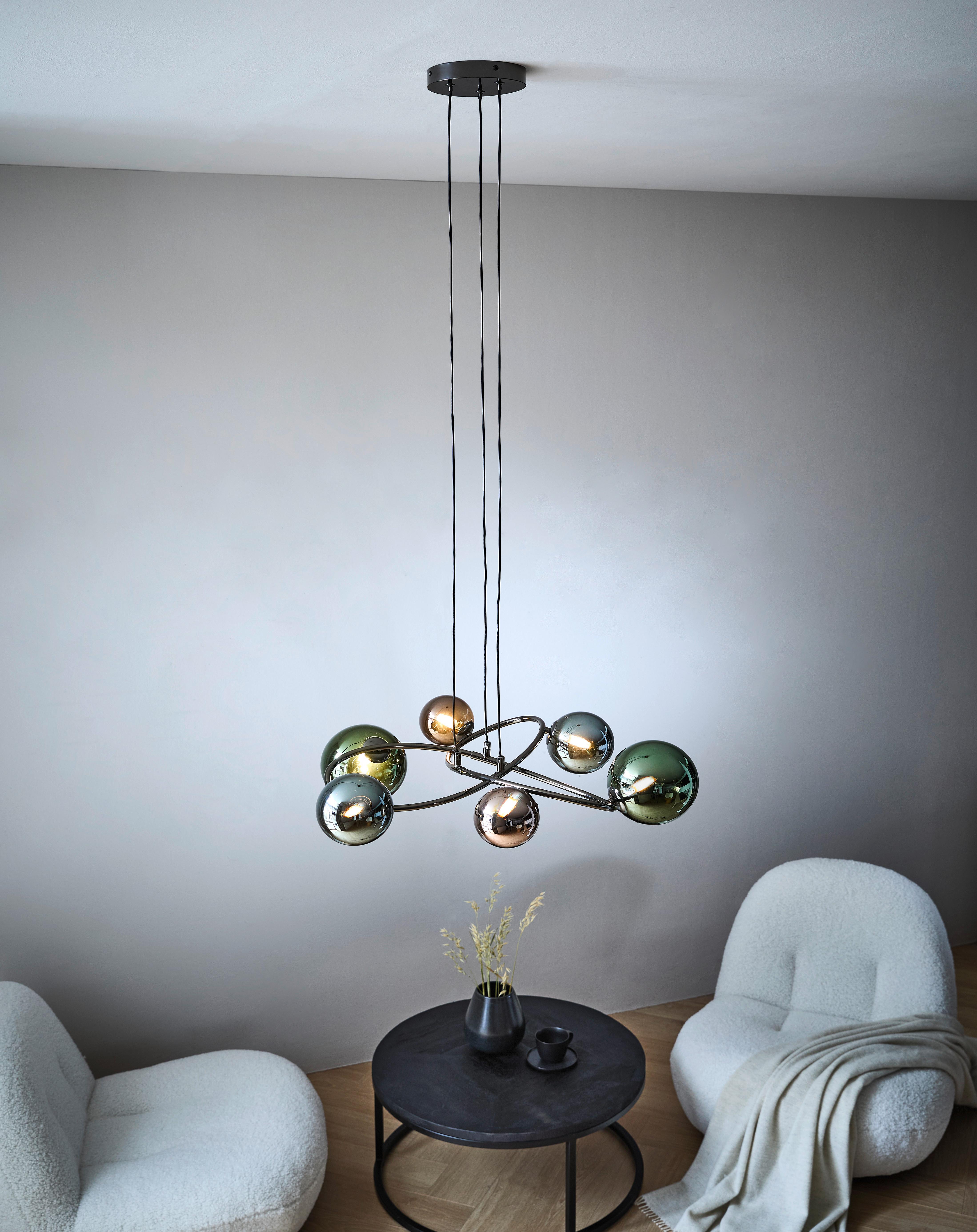 LAMPA WISZĄCA LED 56142-6H RIHA - zielony/petrol, Design, tworzywo sztuczne/metal (65/120cm) - Globo