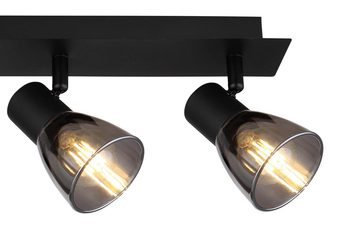 Strahler Claude in Schwarz max. 40 Watt - Schwarz, Design, Glas/Metall (50/7/15,5cm) - Globo