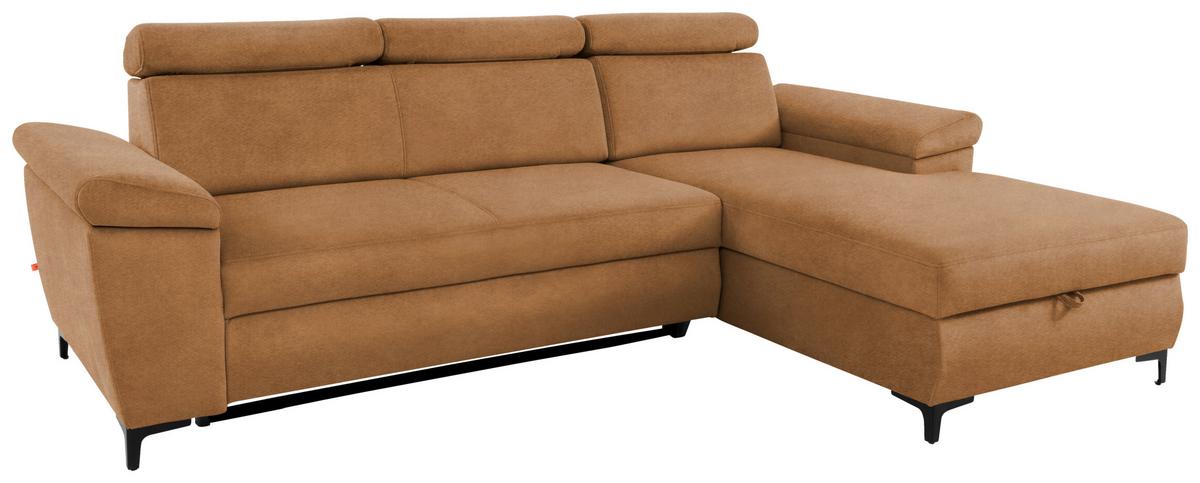 Sedežna Garnitura Santi, Oranžna, Ležišče, Predal - črna/oranžna, Moderno, kovina/tekstil (258/176cm) - Modern Living