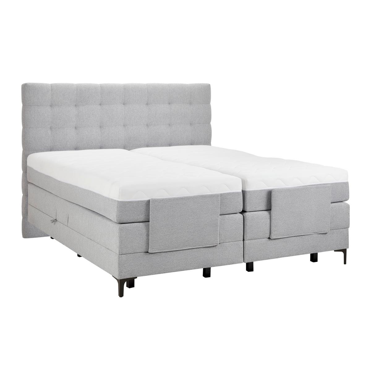 Boxspringbett in Grau ca. 160x200cm - Schwarz/Grau, Konventionell, Holz/Holzwerkstoff (165/122/210cm) - Premium Living