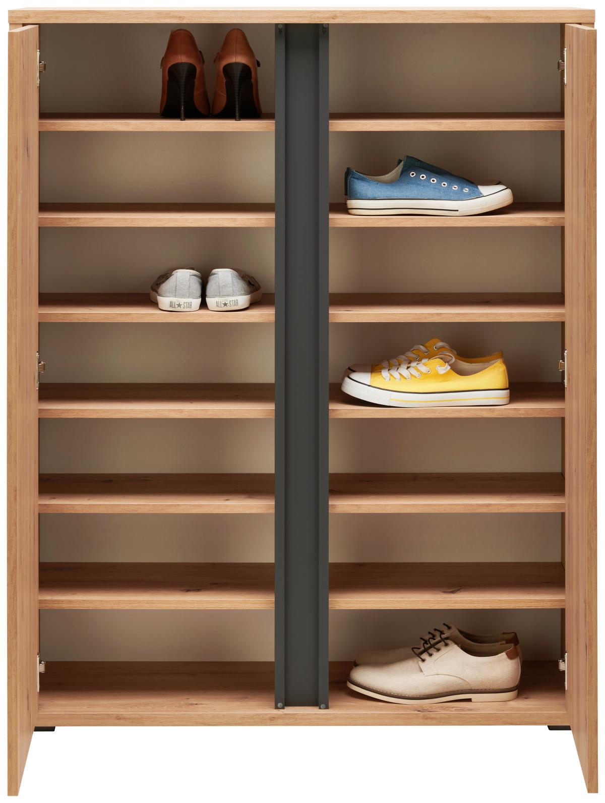 SZAFKA NA BUTY LIV - kolor dębowy/antracytowy, Modern, materiał drewnopochodny/tworzywo sztuczne (97,5/120/33,8cm) - Xora