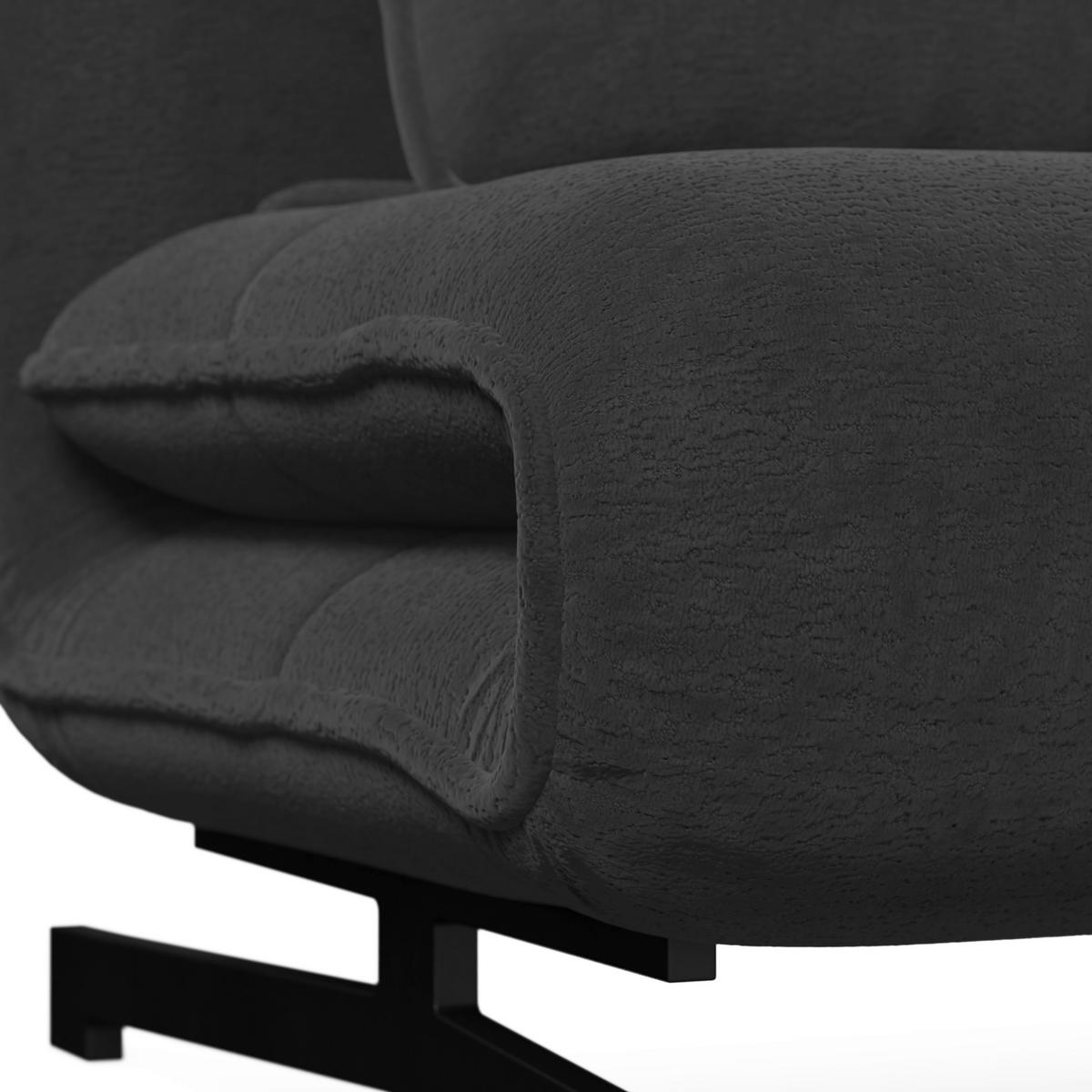 Schlafsessel Luna Bouclé Dunkelgrau - Dunkelgrau/Schwarz, MODERN, Textil/Metall (92/40/66cm) - Bessagi Home
