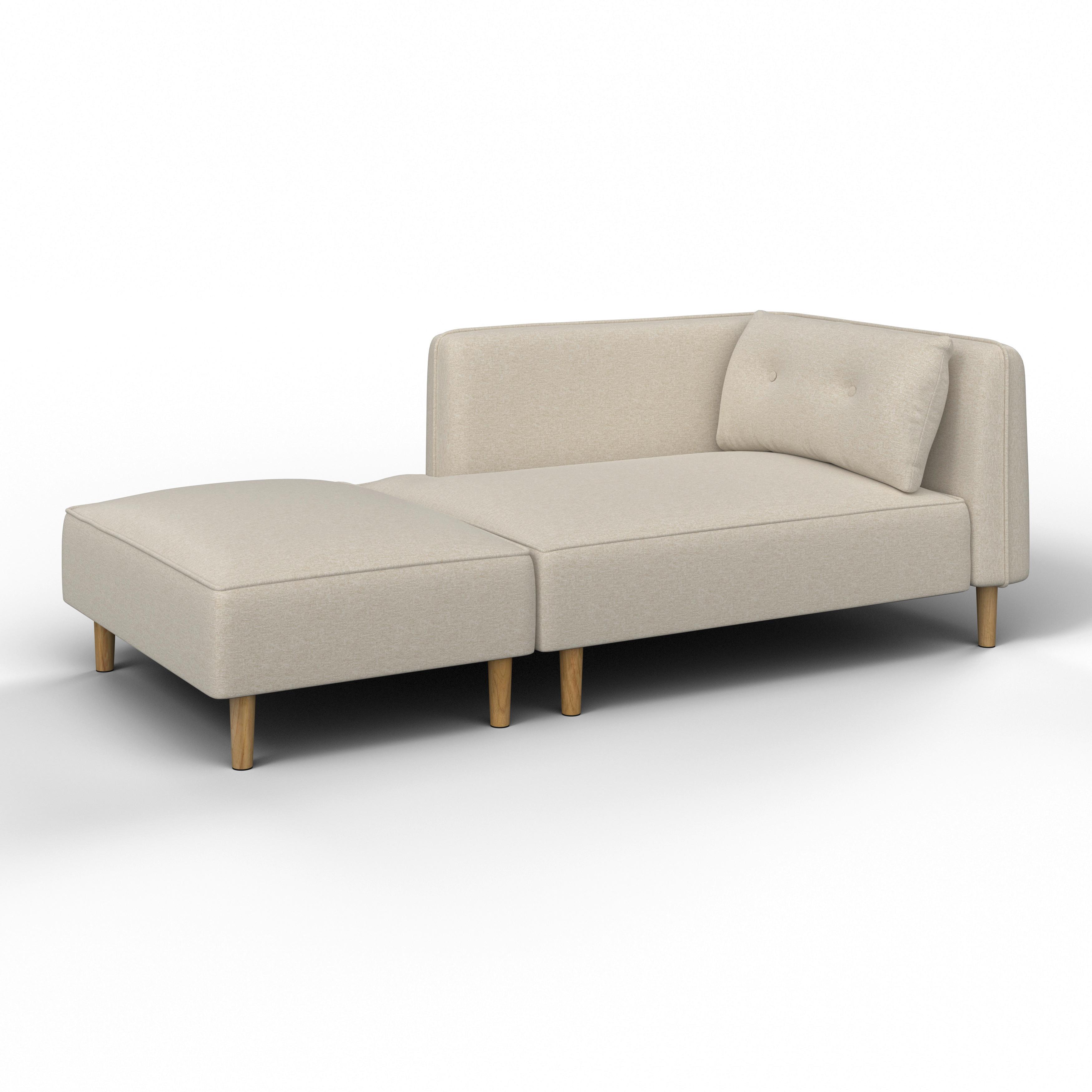 RECAMIERE FANNY - gråbrun/naturfärgad, Modern, trä/textil (154/55/73cm) - Bessagi Home