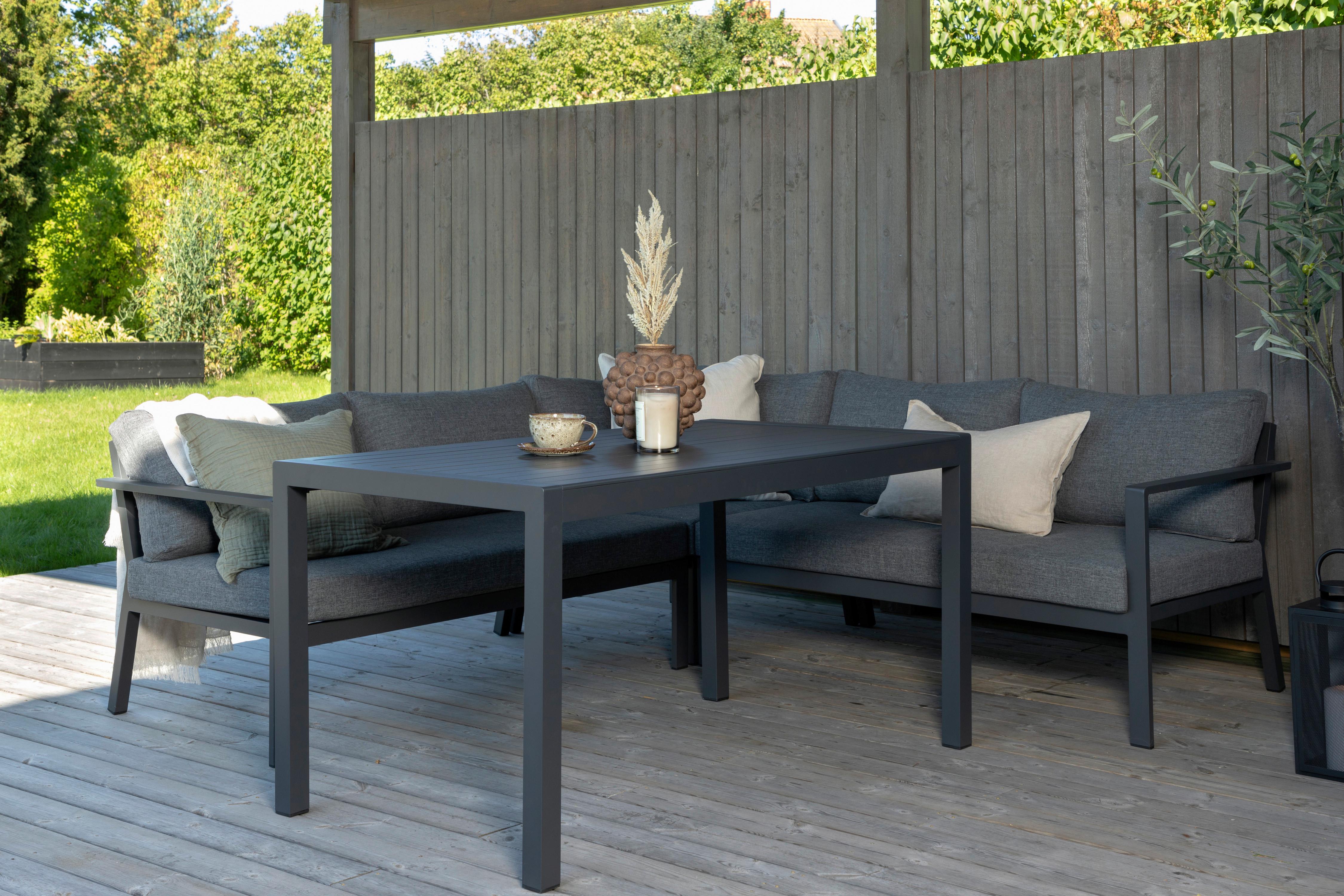 DINING-LOUNGESET RAMOS - Schwarz/Grau, KONVENTIONELL, Textil/Metall (294/210cm) - Gardenson