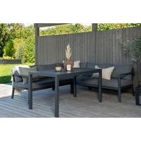 DINING-LOUNGESET RAMOS - Schwarz/Grau, KONVENTIONELL, Textil/Metall (294/210cm) - Gardenson