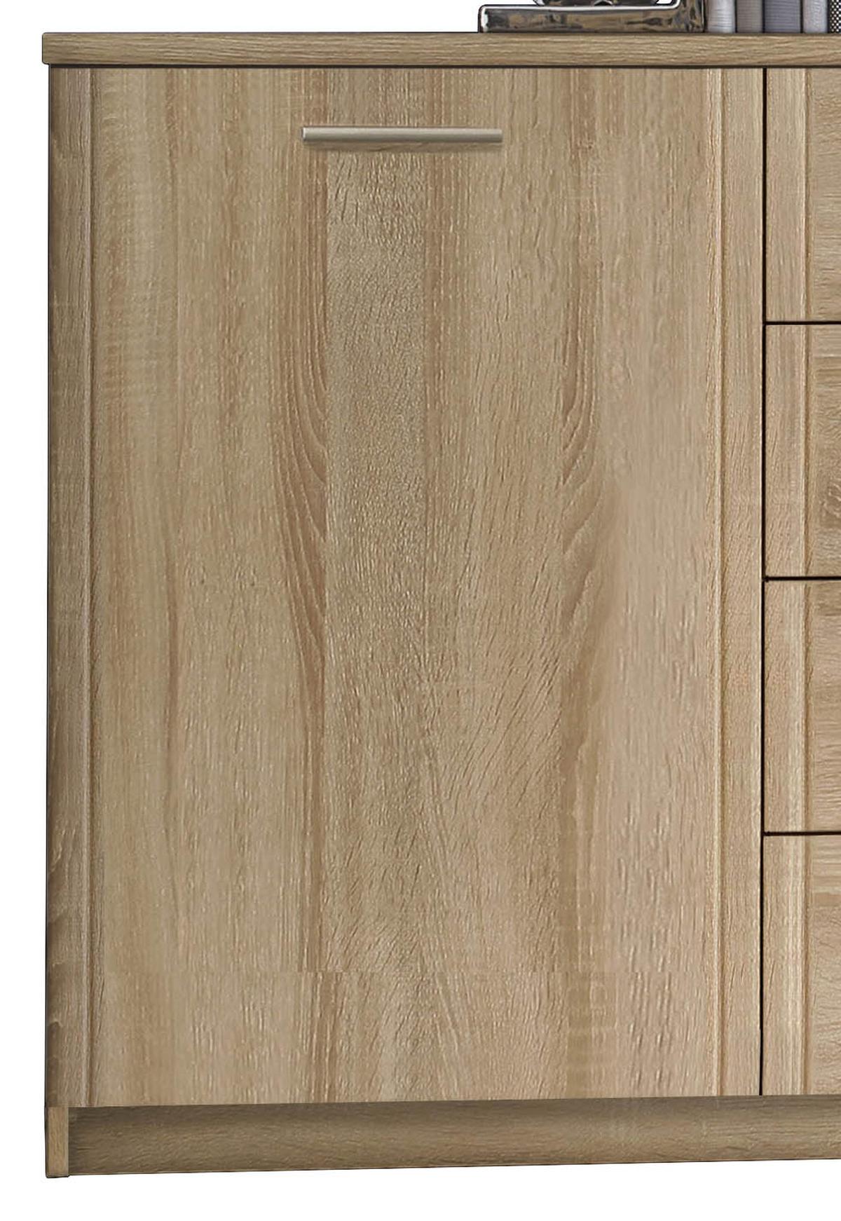 Sideboard "Gloria" , Eiche - Alufarben/Schwarz, Basics, Holzwerkstoff/Kunststoff (147/84.3/41cm)