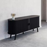 Sideboard Ennio Schwarz Echtholz/MDF - Schwarz, MODERN, Holz/Holzwerkstoff (160/80/40cm) - Bessagi Home