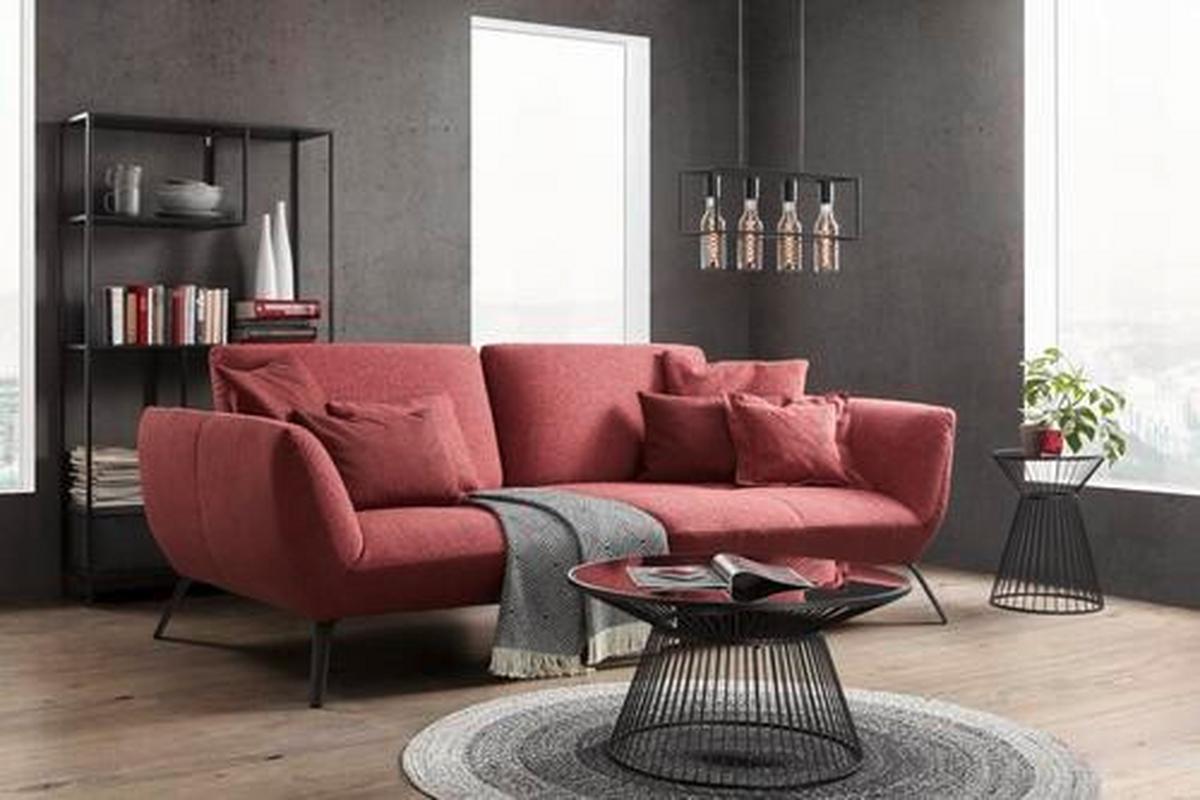 Bigsofa in Bordeaux - Bordeaux/Rot, Modern, Holzwerkstoff (260/93/124cm) - Premium Living