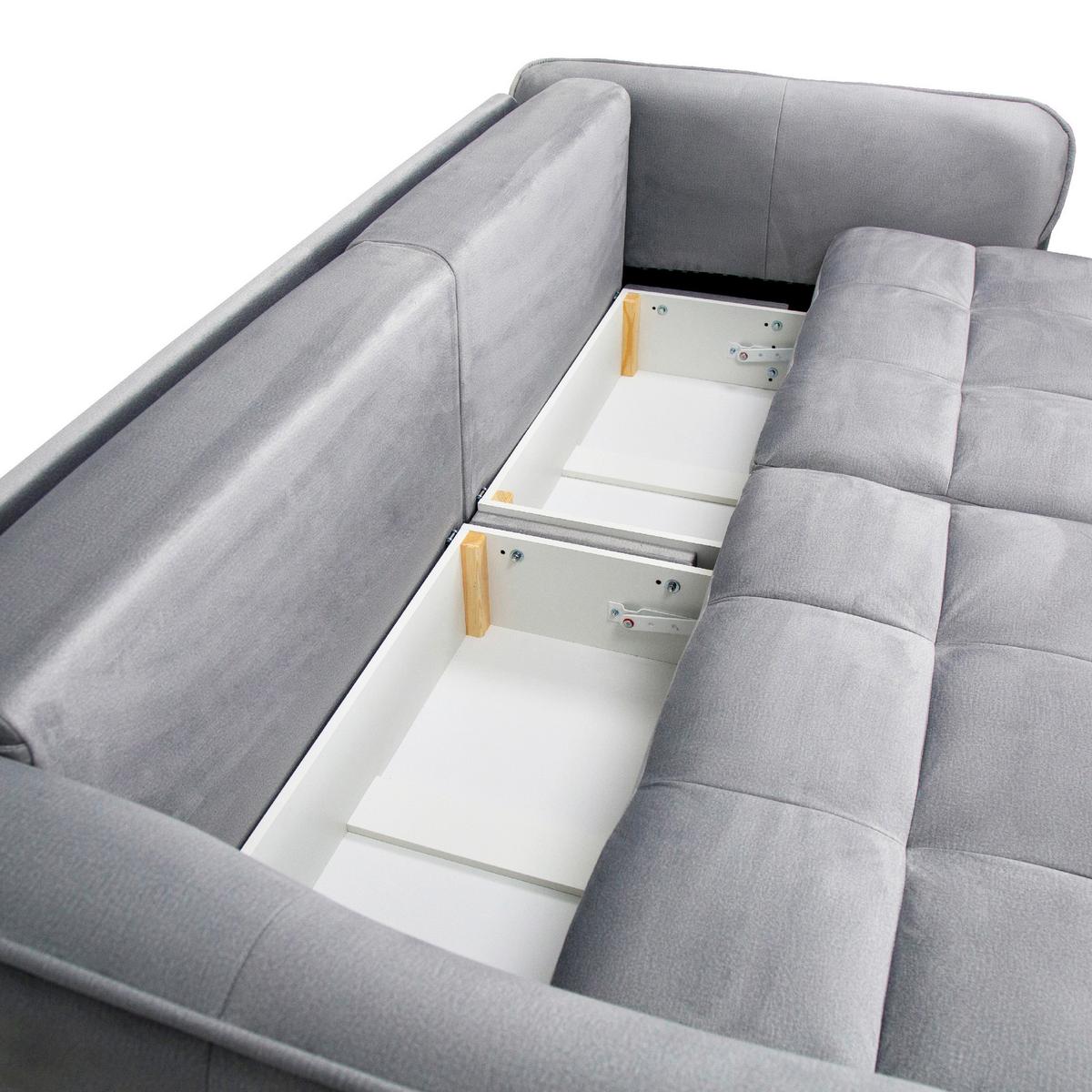 Canapea extensibila BOMBEI - gri, Modern, lemn/textil (243/94/125cm) - Premium Living
