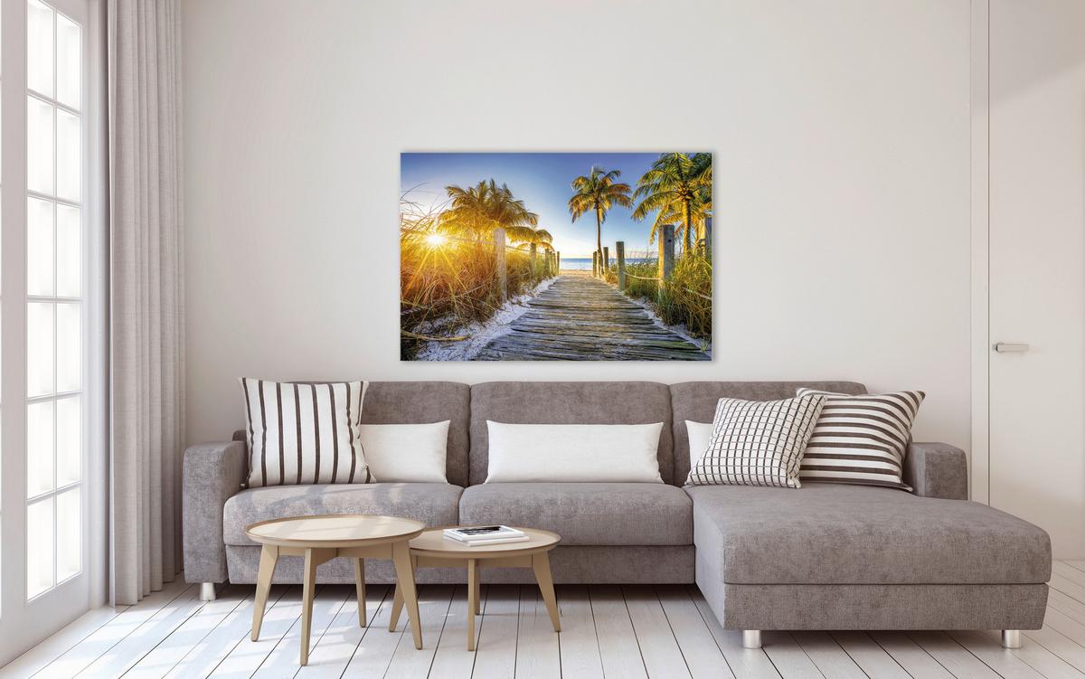 Keilrahmenbild Desteny ca. 150x100cm - Blau/Weiss, Basics, Holzwerkstoff (150/100/3.00cm) - Modern Living