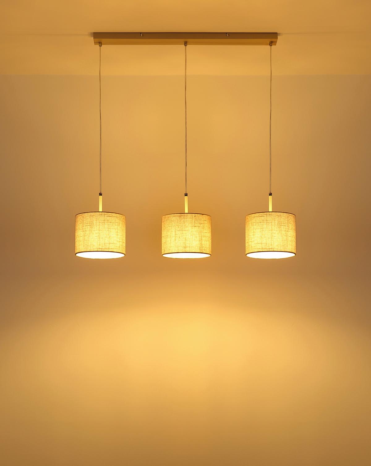 Lampă Suspendată Deleon - alb/crem, Design, plastic/metal (90/20/120cm) - Globo