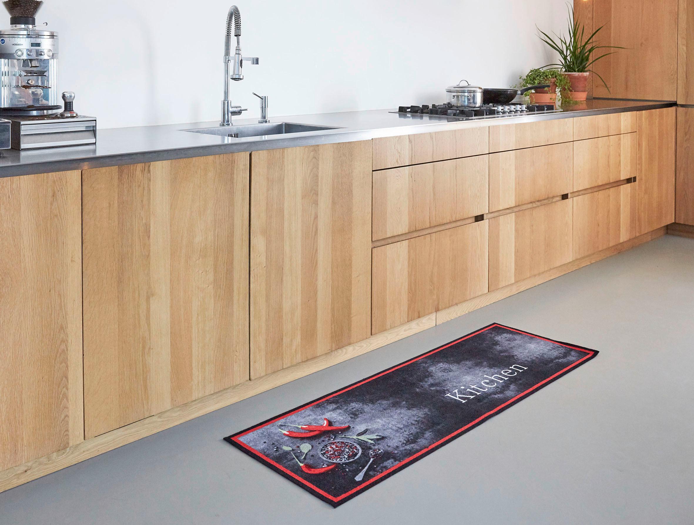 Fußmatte Kitchen ca. 50x150cm - Anthrazit/Rot, MODERN, Textil (50/150cm) - Modern Living