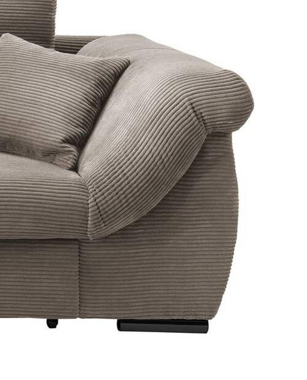Wohnlandschaft Frederico Graubraun Cord - Graubraun/Schwarz, MODERN, Holz/Textil (188/302cm) - MID.YOU