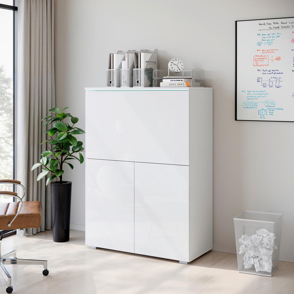 Pisalnik Vera 90, Bela - srebrne barve/siva, Design, umetna masa/leseni material (90/125,1/42cm) - Livetastic