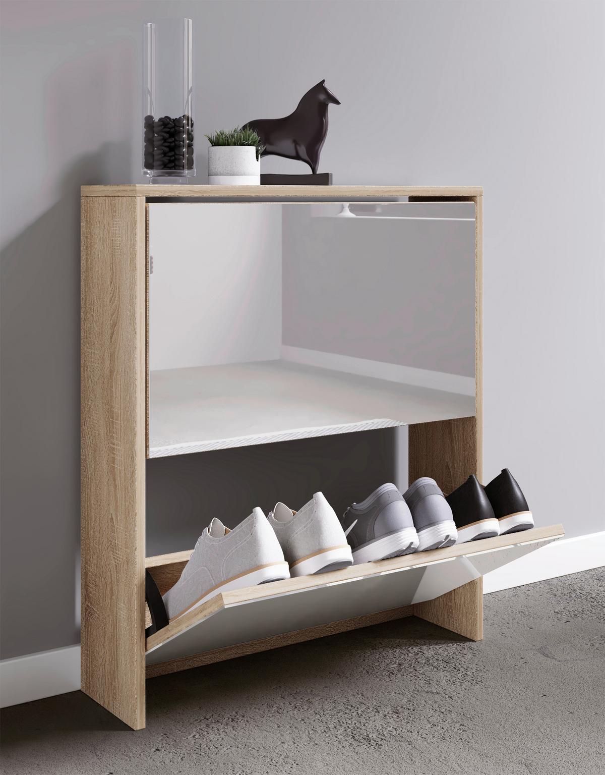 Schuhkipper Stido L Honigeiche/Weiß - Honigeiche, KONVENTIONELL, Holzwerkstoff (63/73/17cm) - MID.YOU