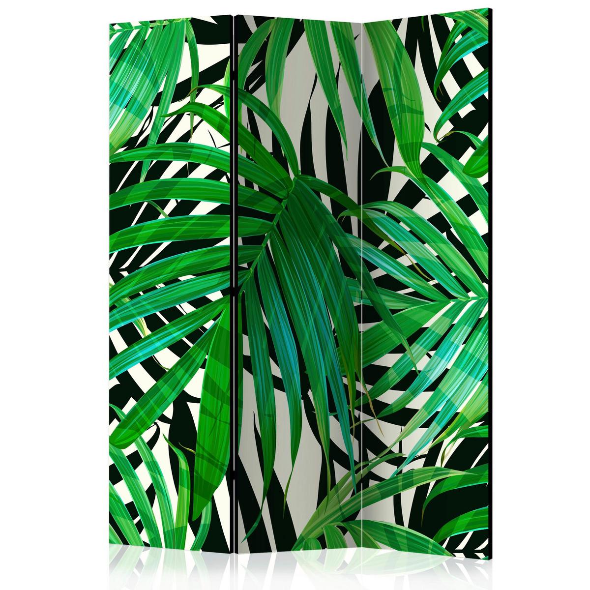 Paravan Tropical Leaves, 3-Delni, Dvostranski - zelena/bela, Basics, tekstil/les (135/172/3cm) - artgeist
