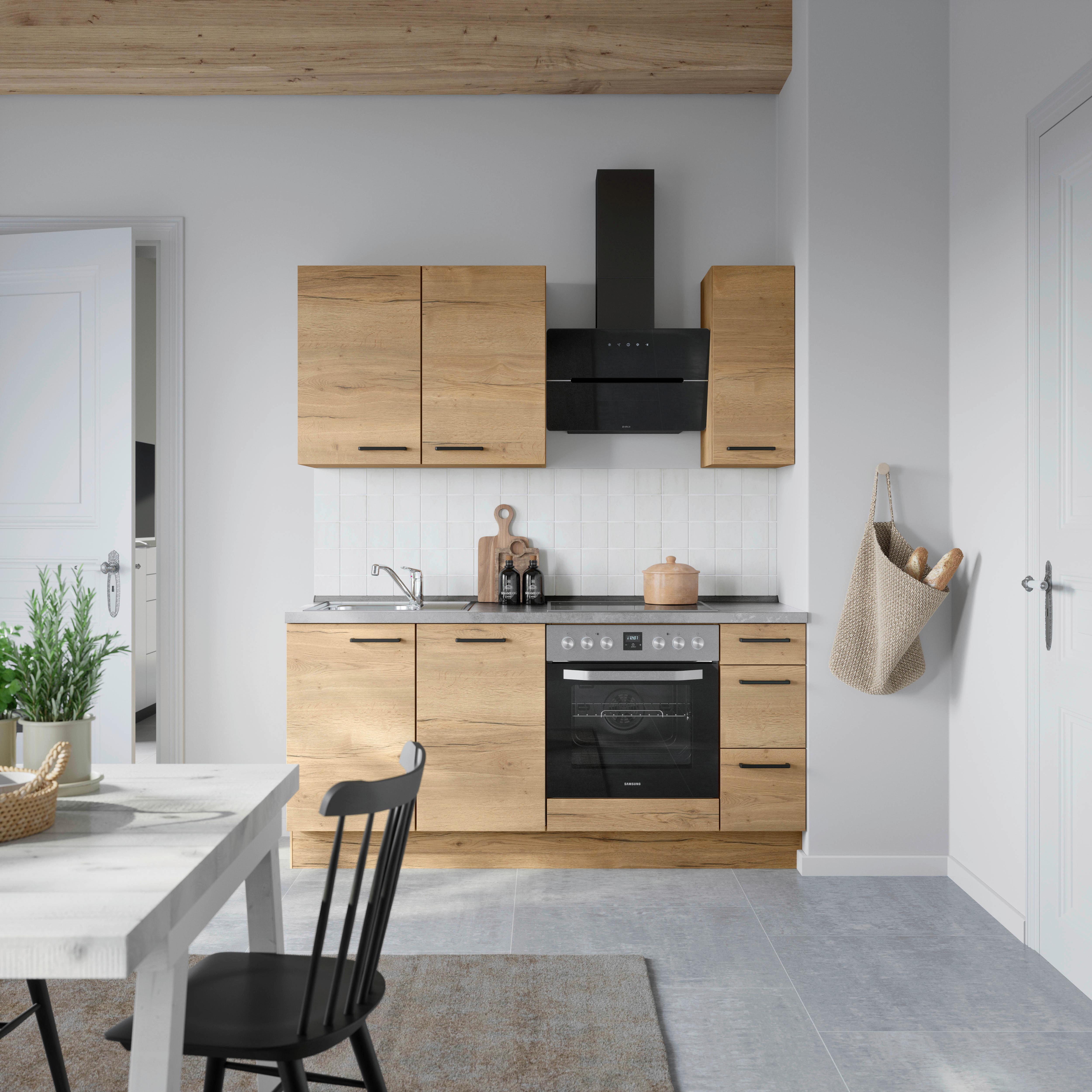 Küchenleerblock Structura High o. Geräte Eiche - Schieferfarben/Eichefarben, MODERN, Holzwerkstoff/Metall (180cm) - Nobilia