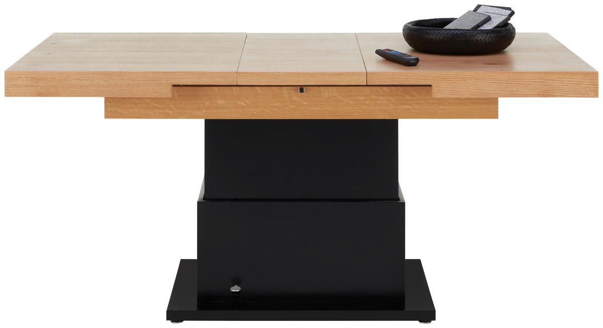 Masuta de cafea 2IN1 III - culoare lemn stejar/negru, Modern, lemn/metal (133-170/51,5-77,5/80cm) - Premium Living