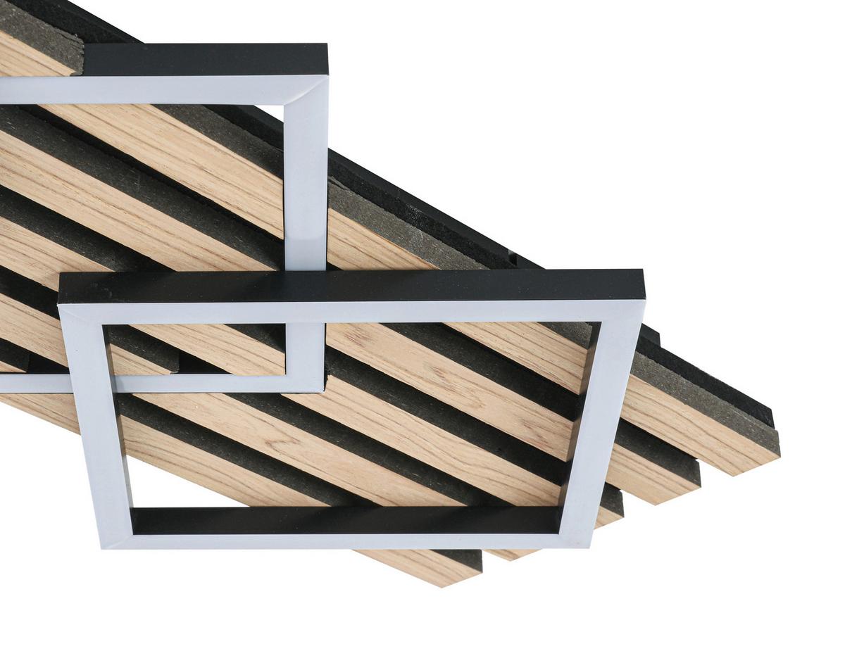 LAMPA SUFITOWA LED CORBY *SBN* - kolor dębowy/czarny, Basics, materiał drewnopochodny/tworzywo sztuczne (63/29/7,5cm) - Novel